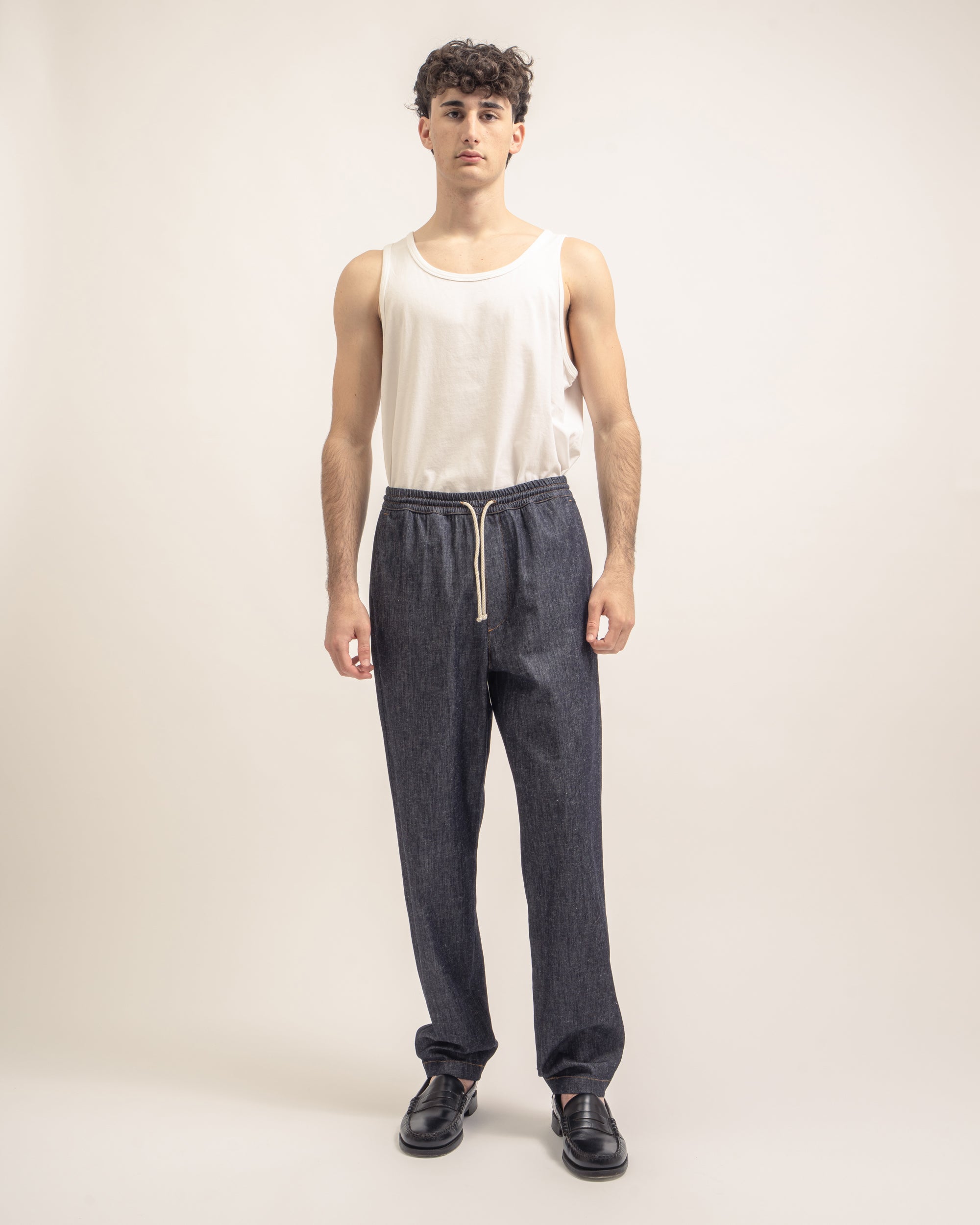 Delano pantaloni con coulisse in denim leggero