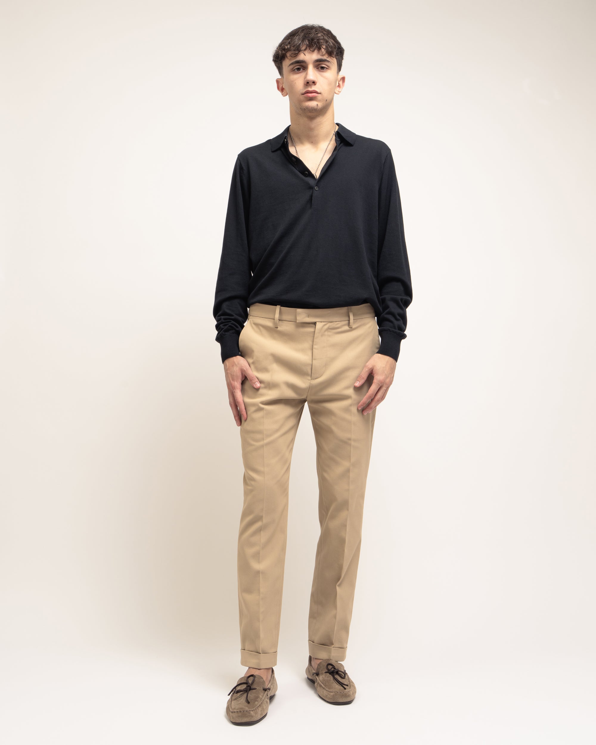 Destynai pantaloni regular in gabardina crepe