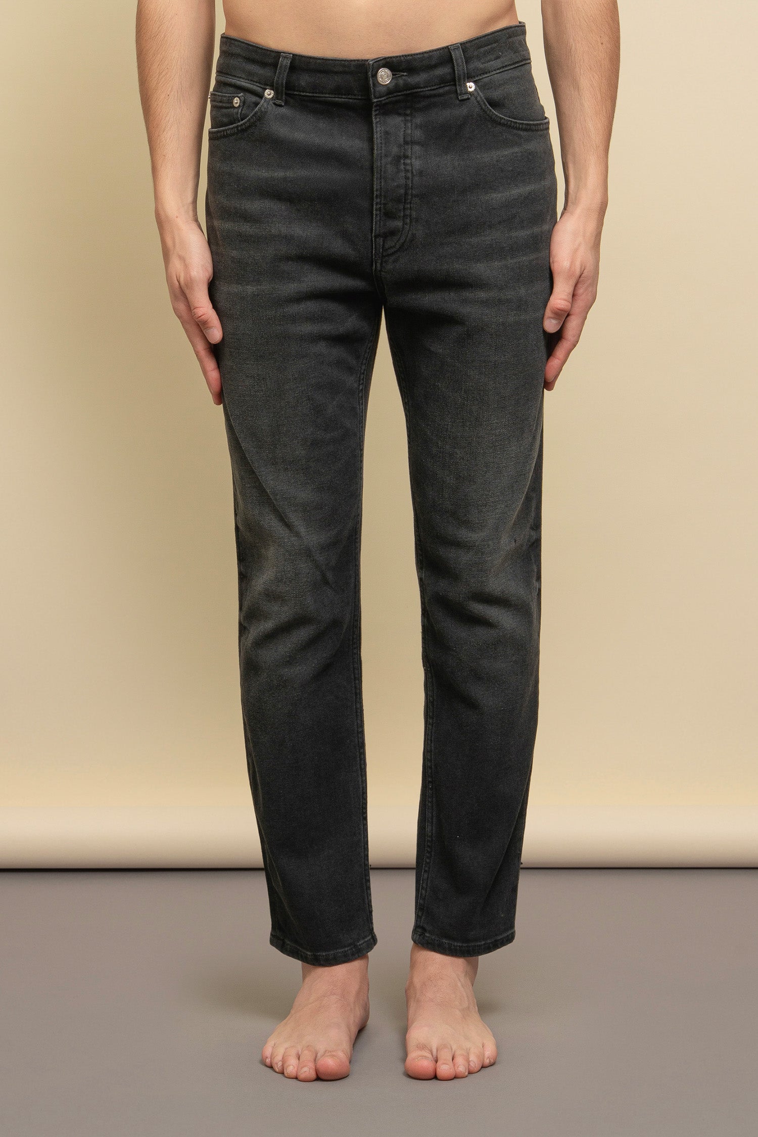 Drake slim-fit cropped jeans in black denim
