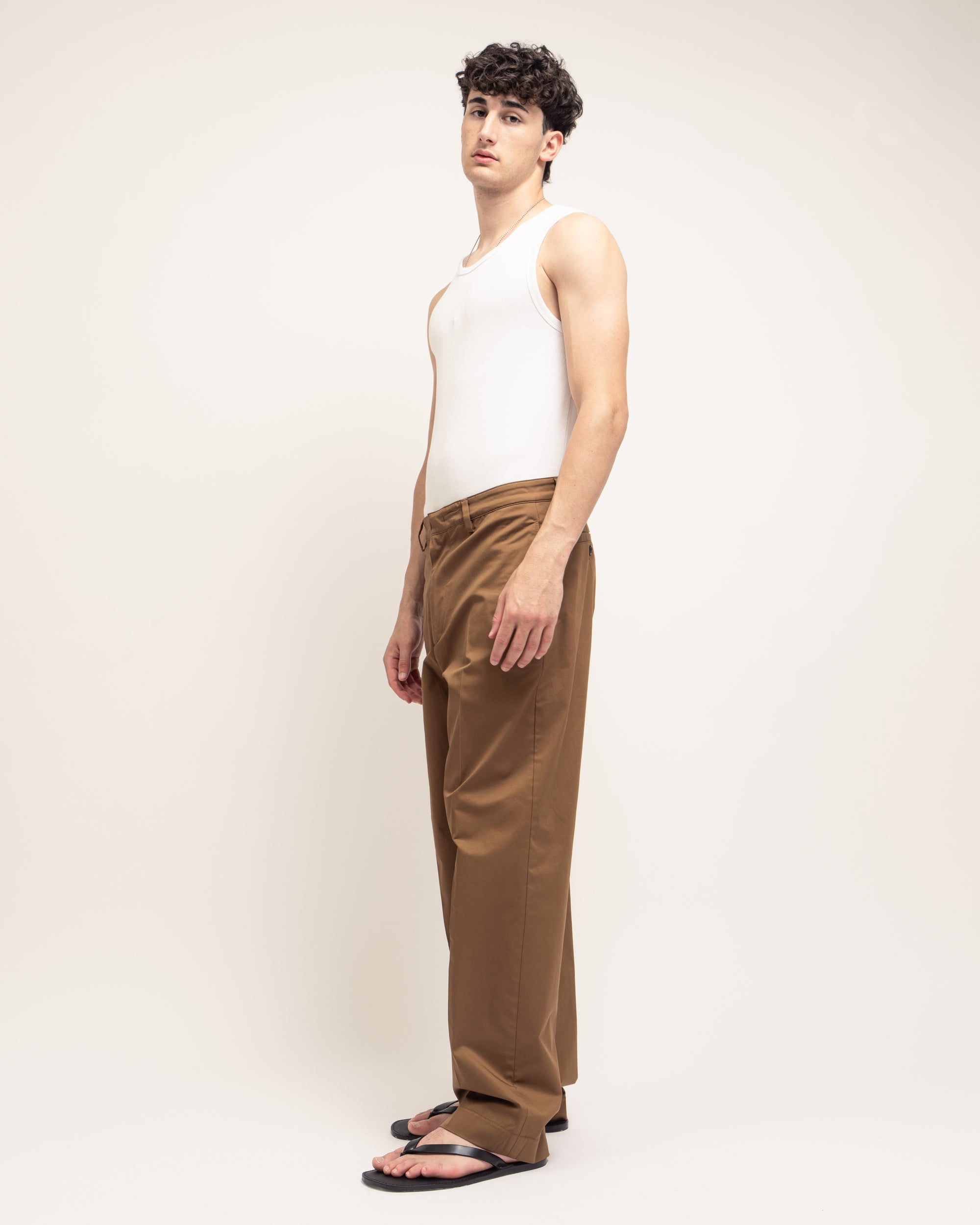 E-motion pantaloni gamba ampia in gabardina stretch