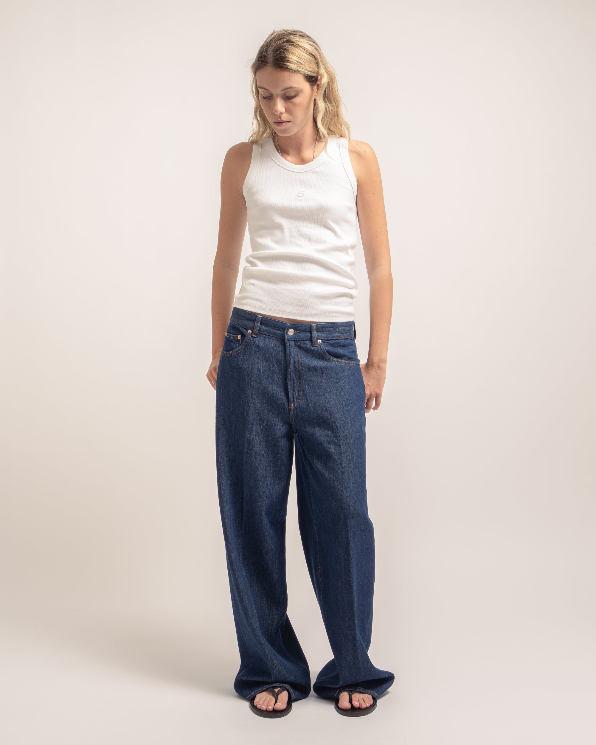 Express jeans gamba ampia in lino