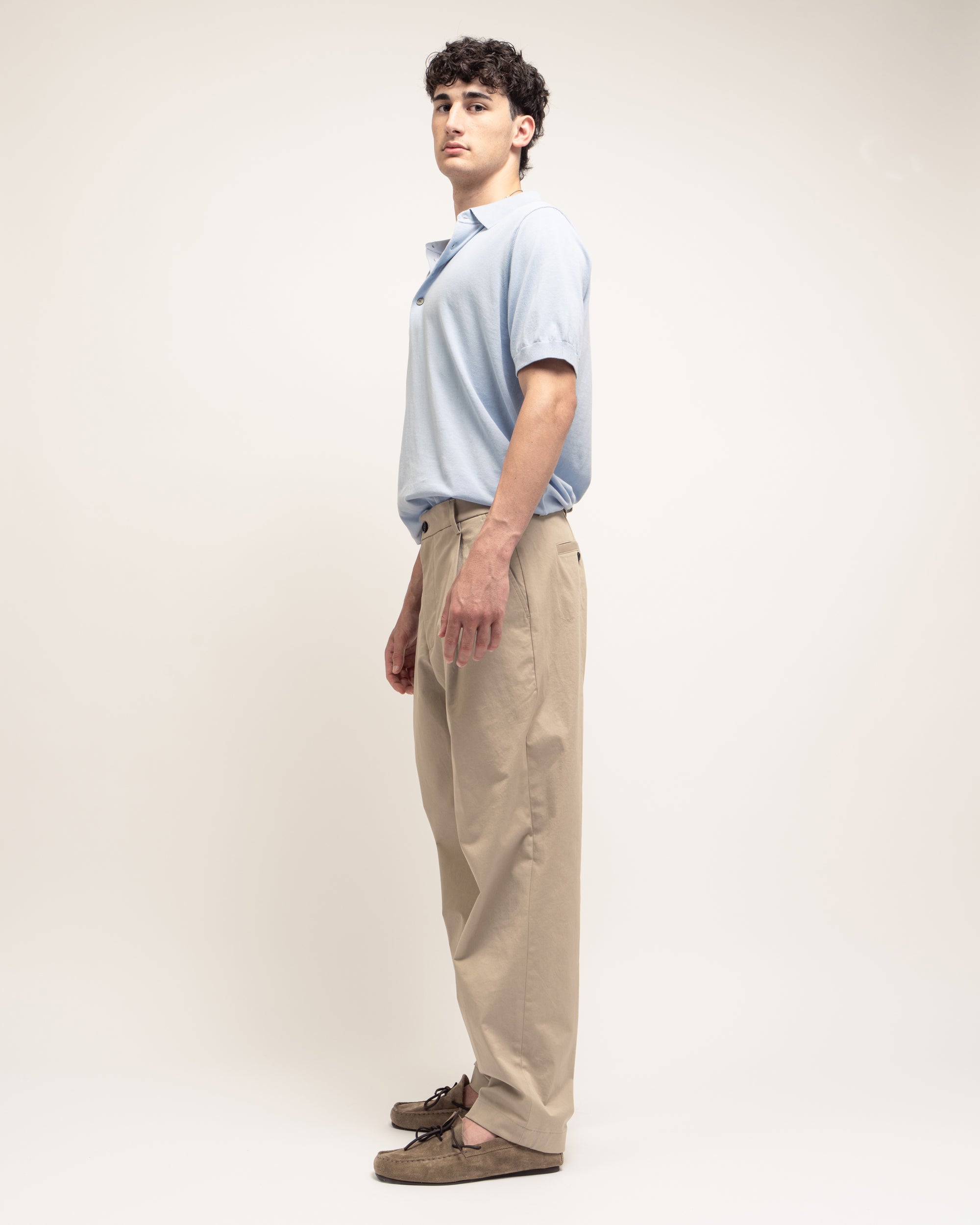 Gin pantaloni gamba ampia in gabardina