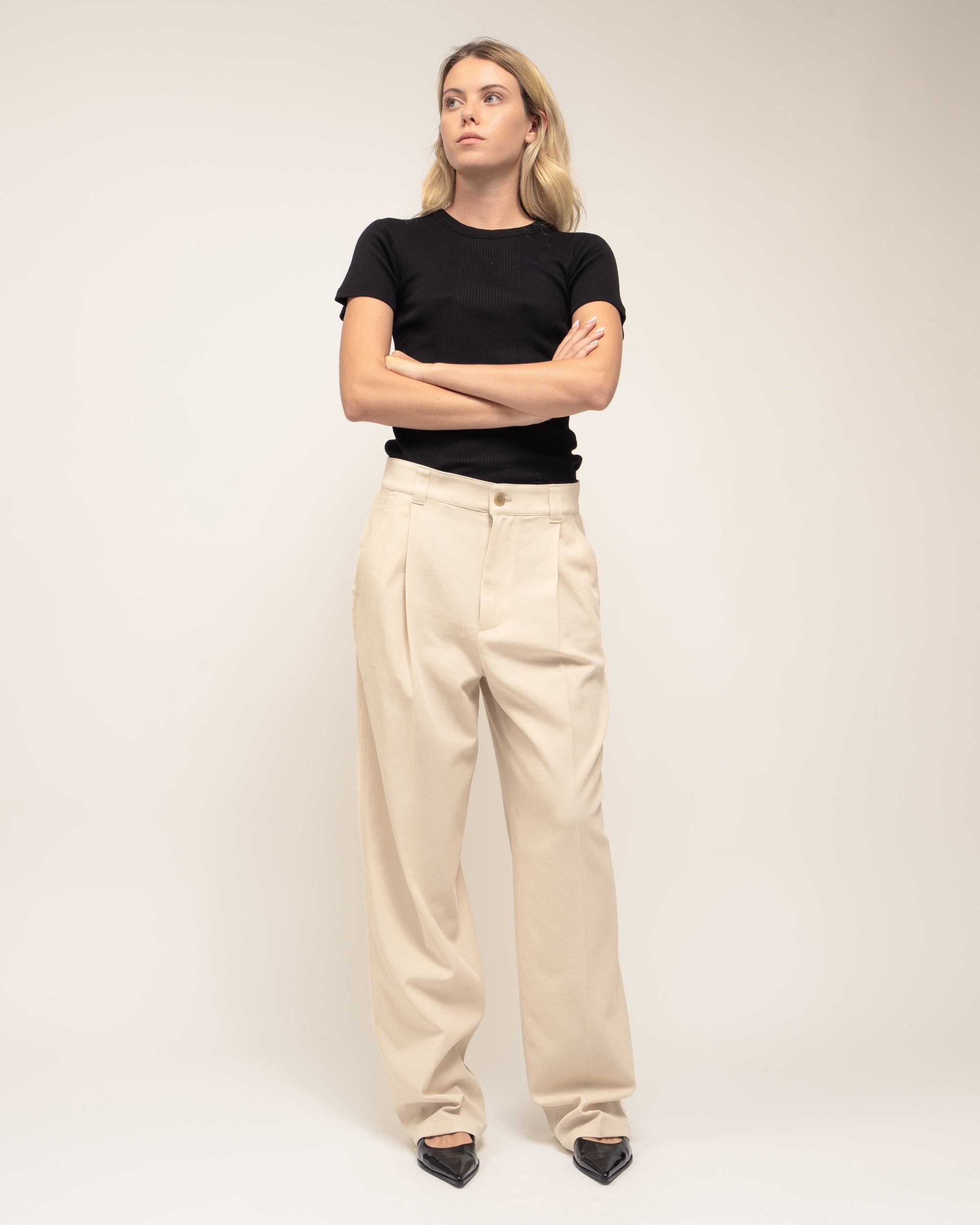 Gladys pantaloni ampi in gabardina crêpe