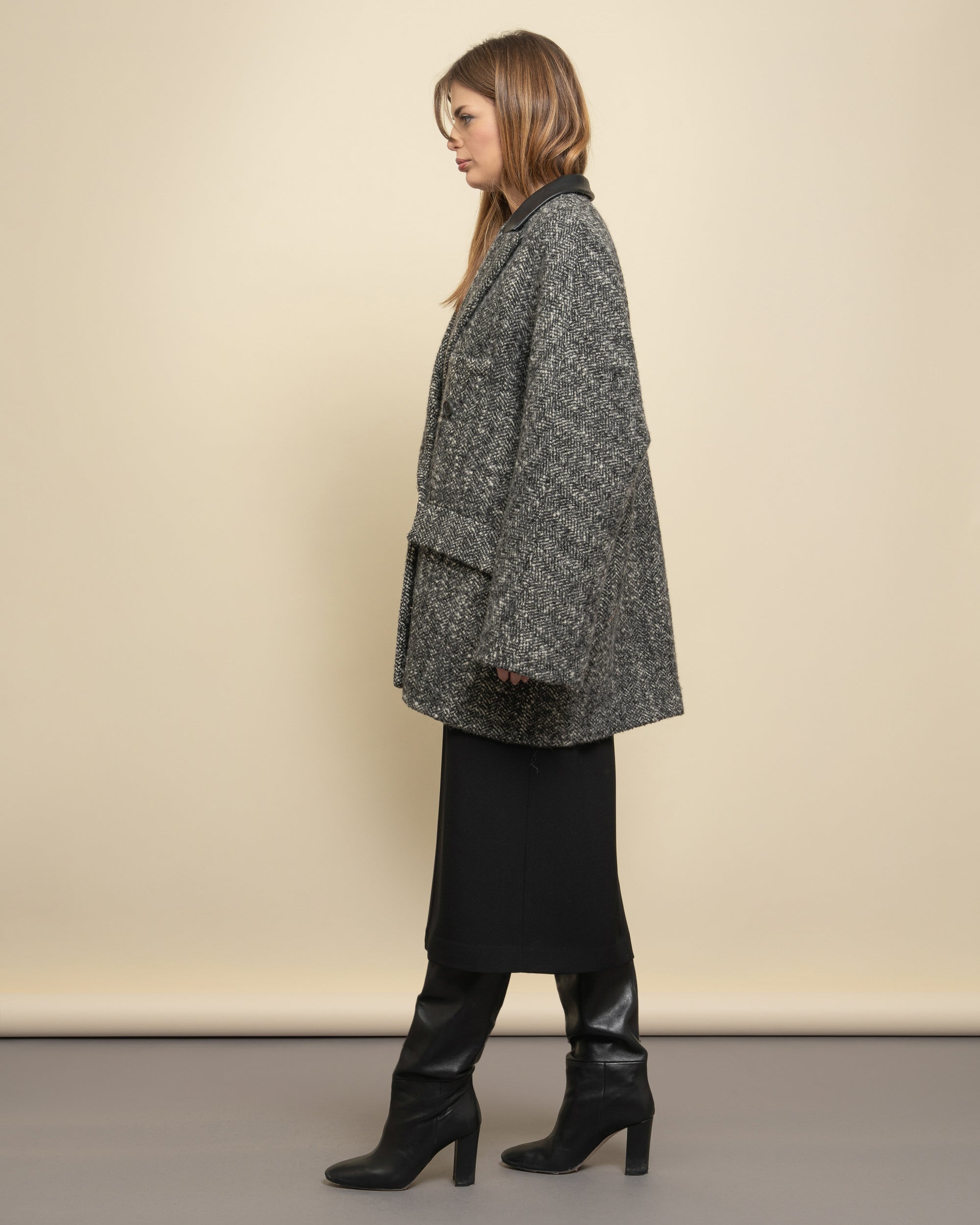 Lamar oversized peacoat in herringbone cloth
