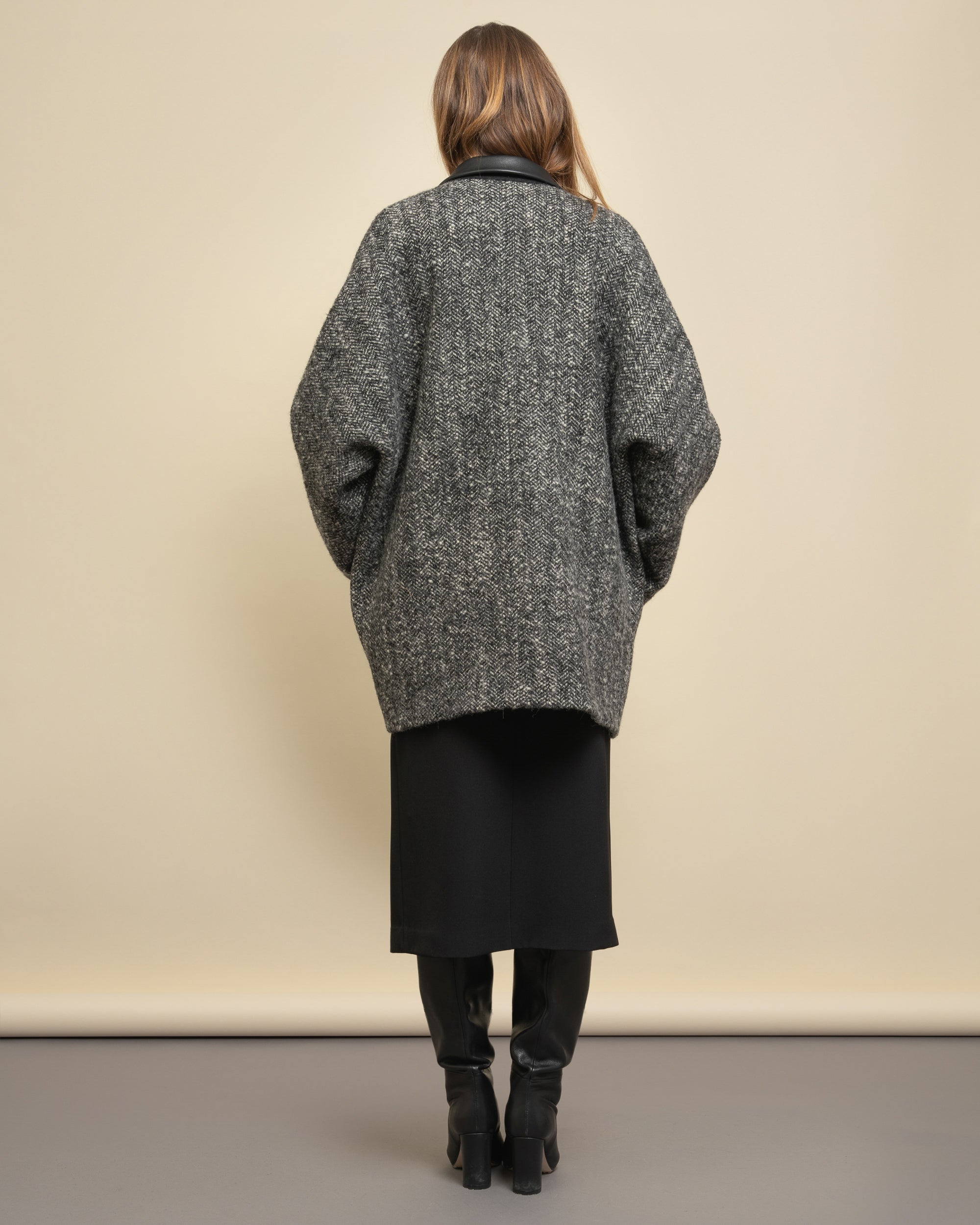 Lamar oversized peacoat in herringbone cloth