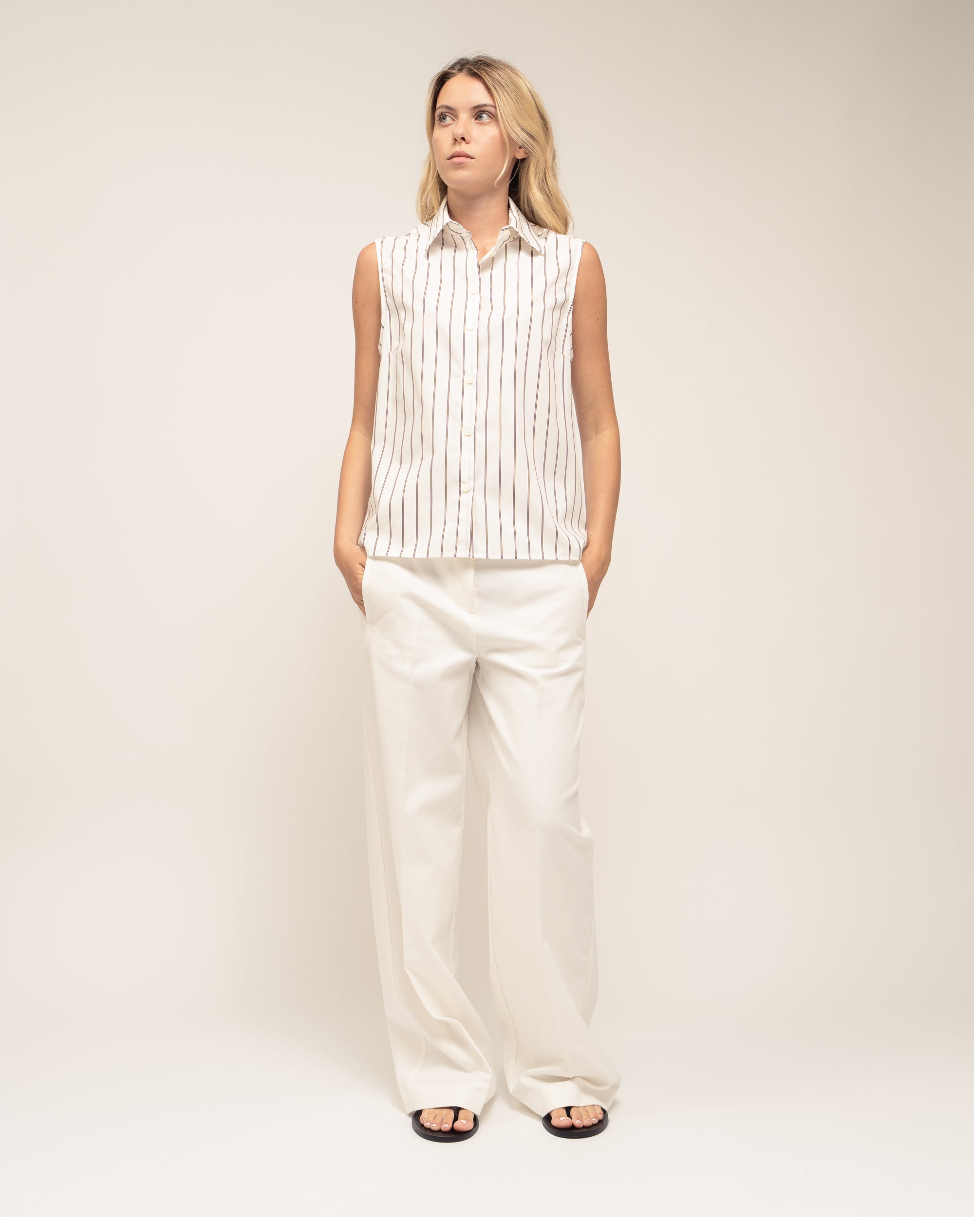 Millie camicia cut-out in popeline