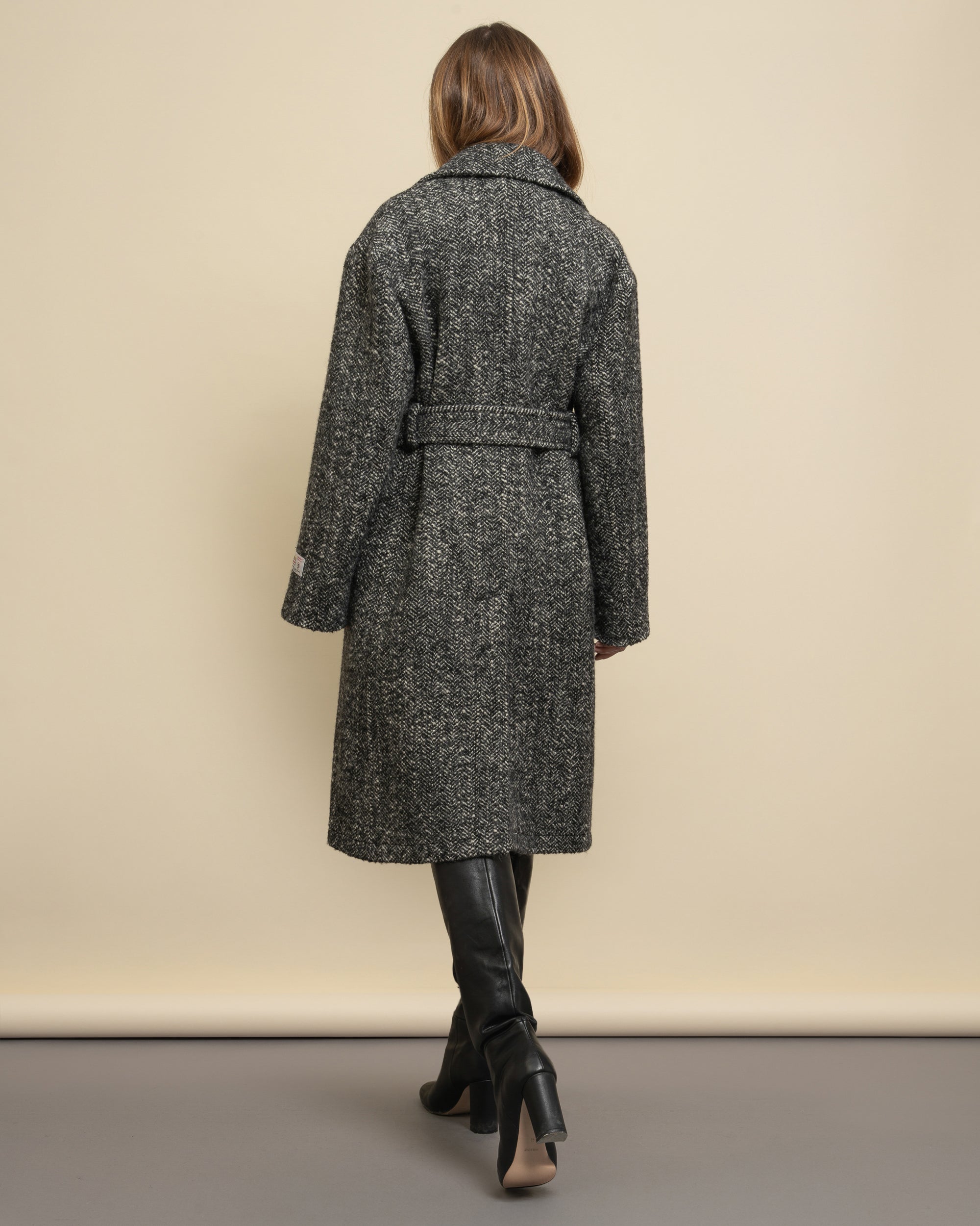 Moses double-breasted coat in herringbone cloth