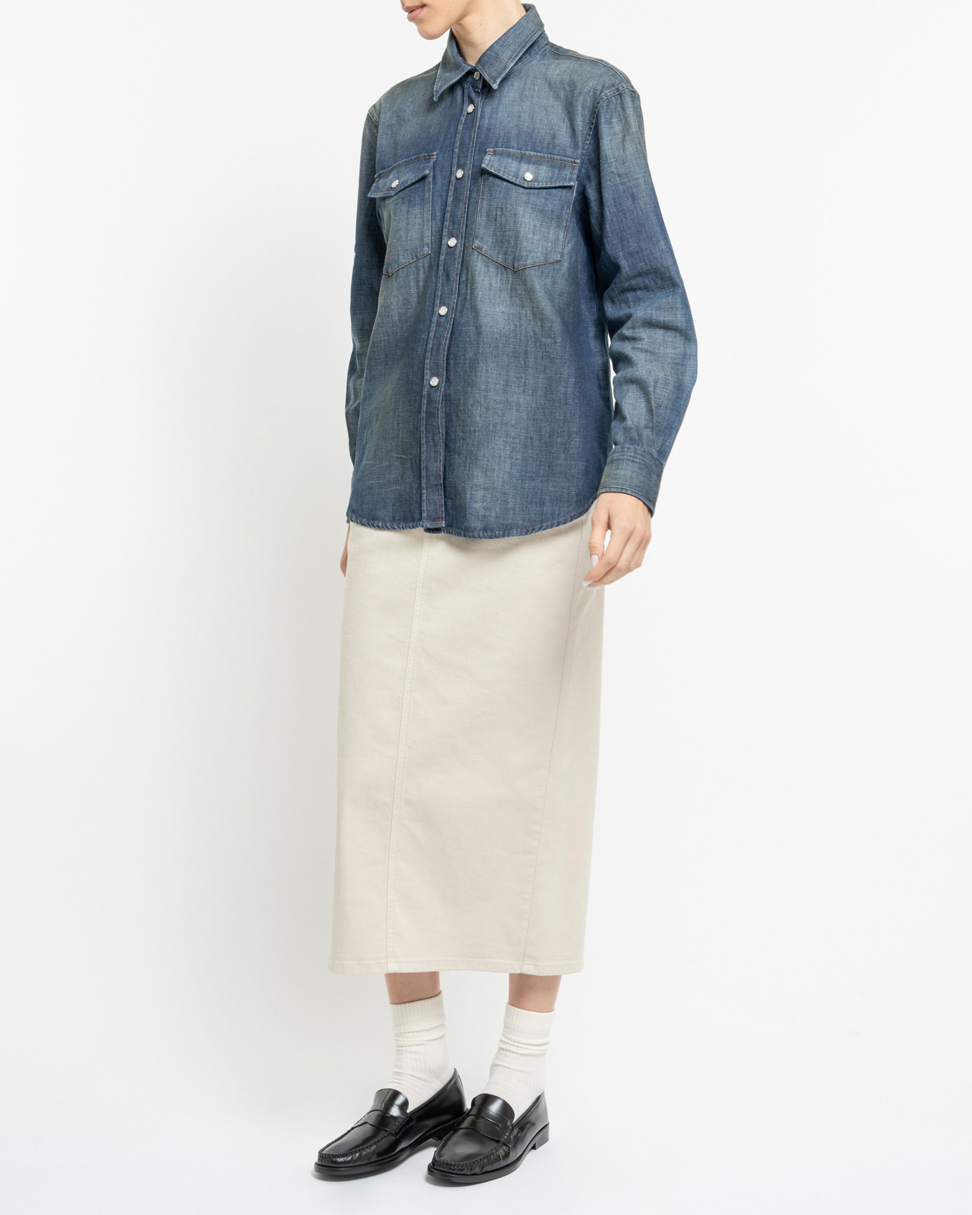 Mulberry tex camicia texana in denim