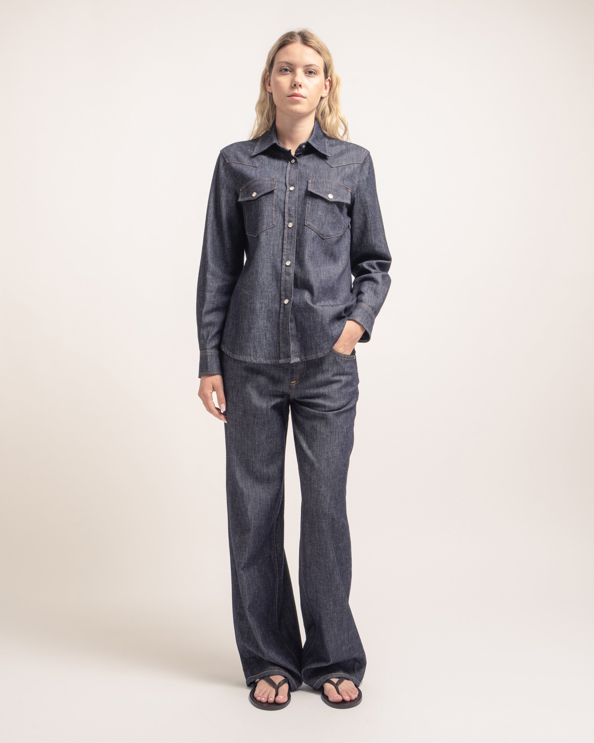 Nite camicia slim texana in denim