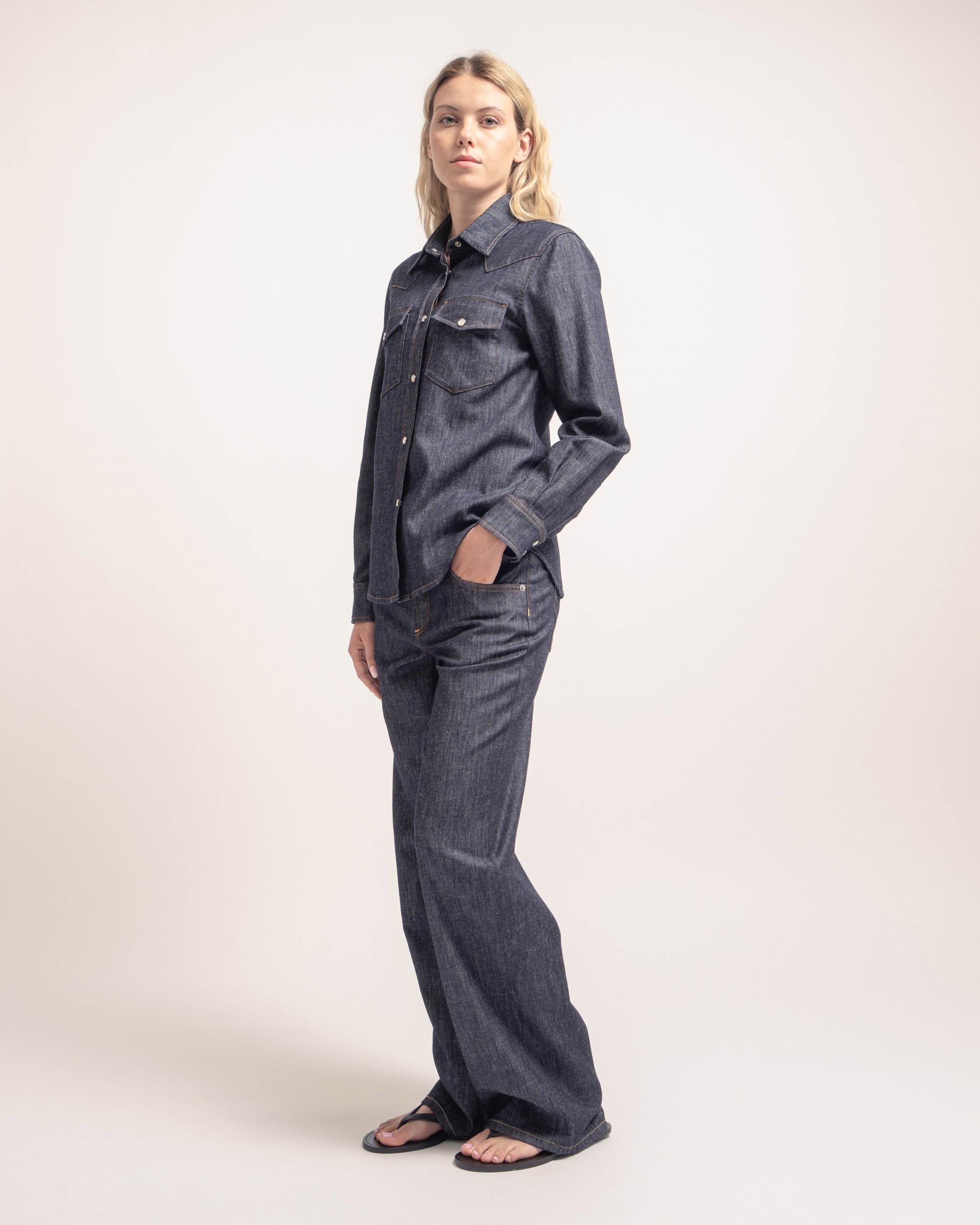 Nite camicia slim texana in denim