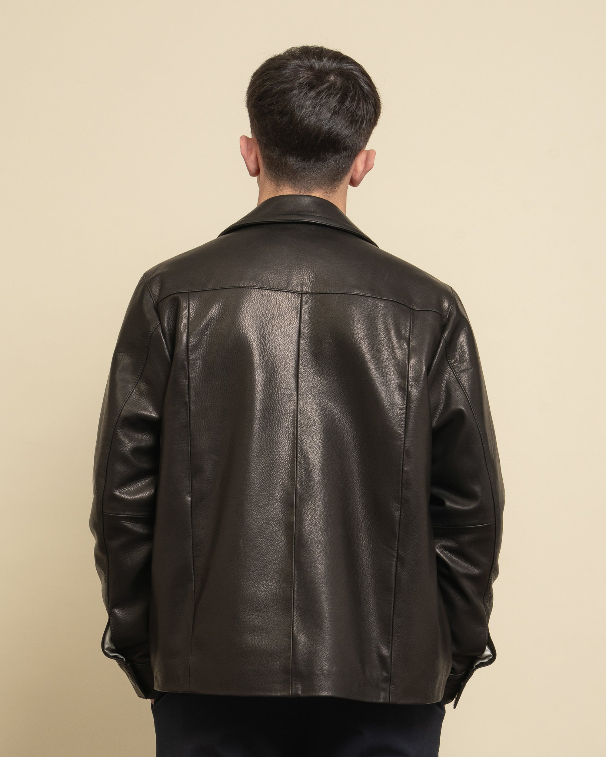 Polar leather shirt jacket