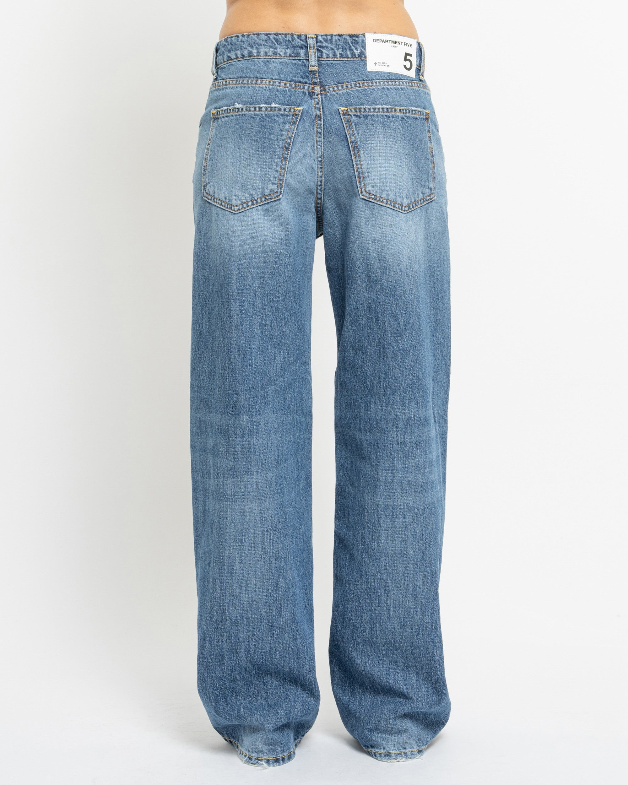 Pop jeans gamba ampia in denim fermo