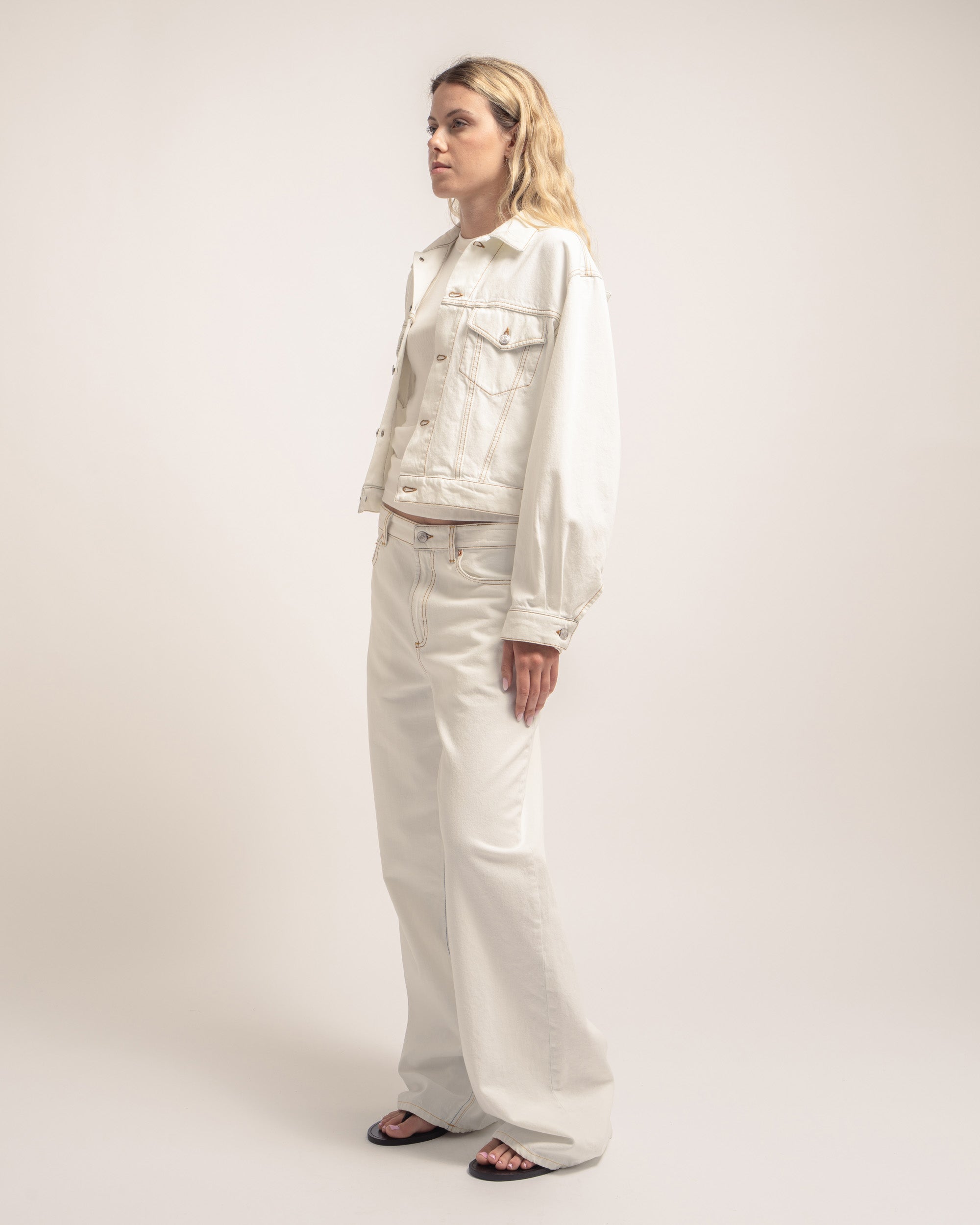 Sonic giubbino crop in denim sbiancato