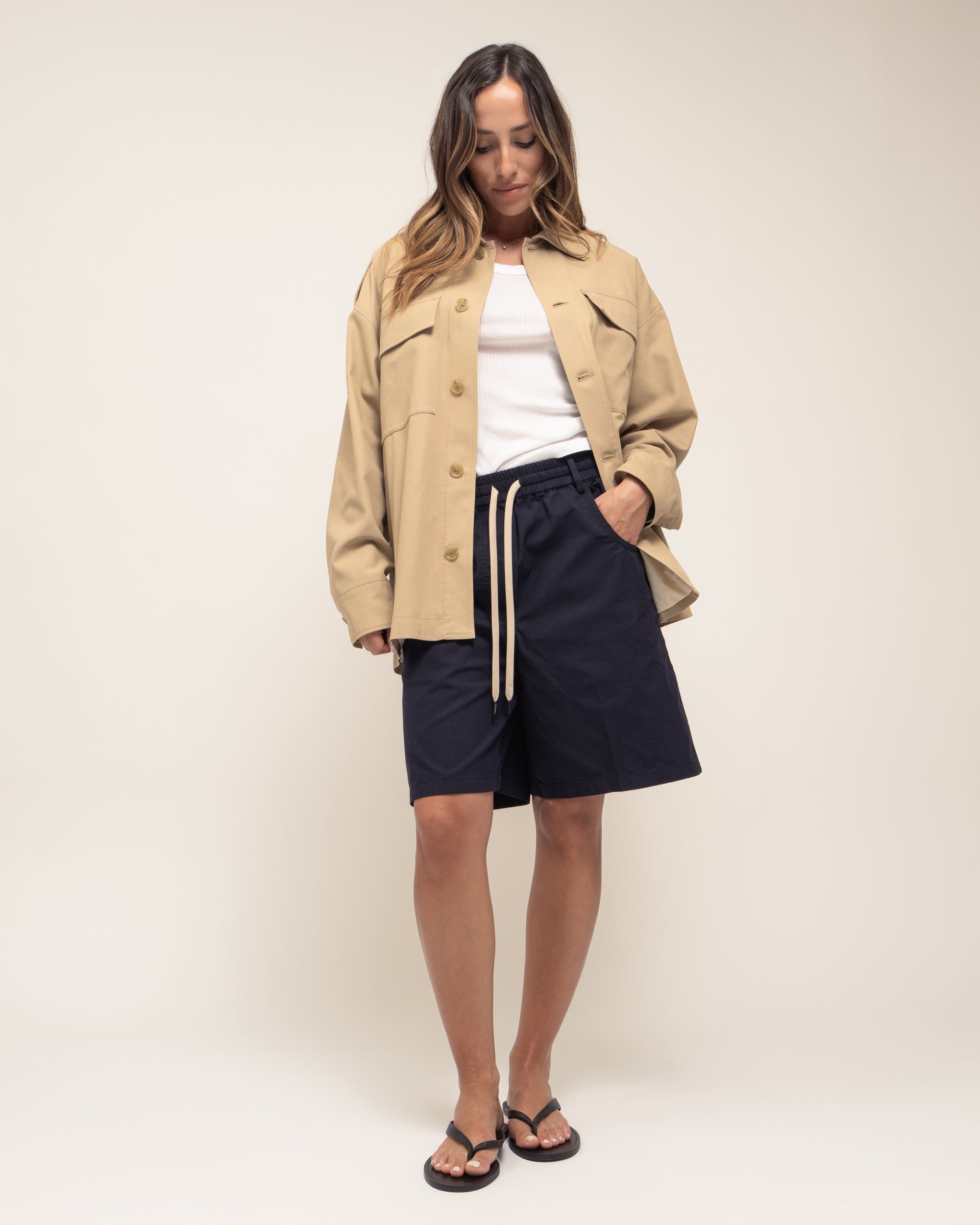 Tres giacca camicia in gabardina