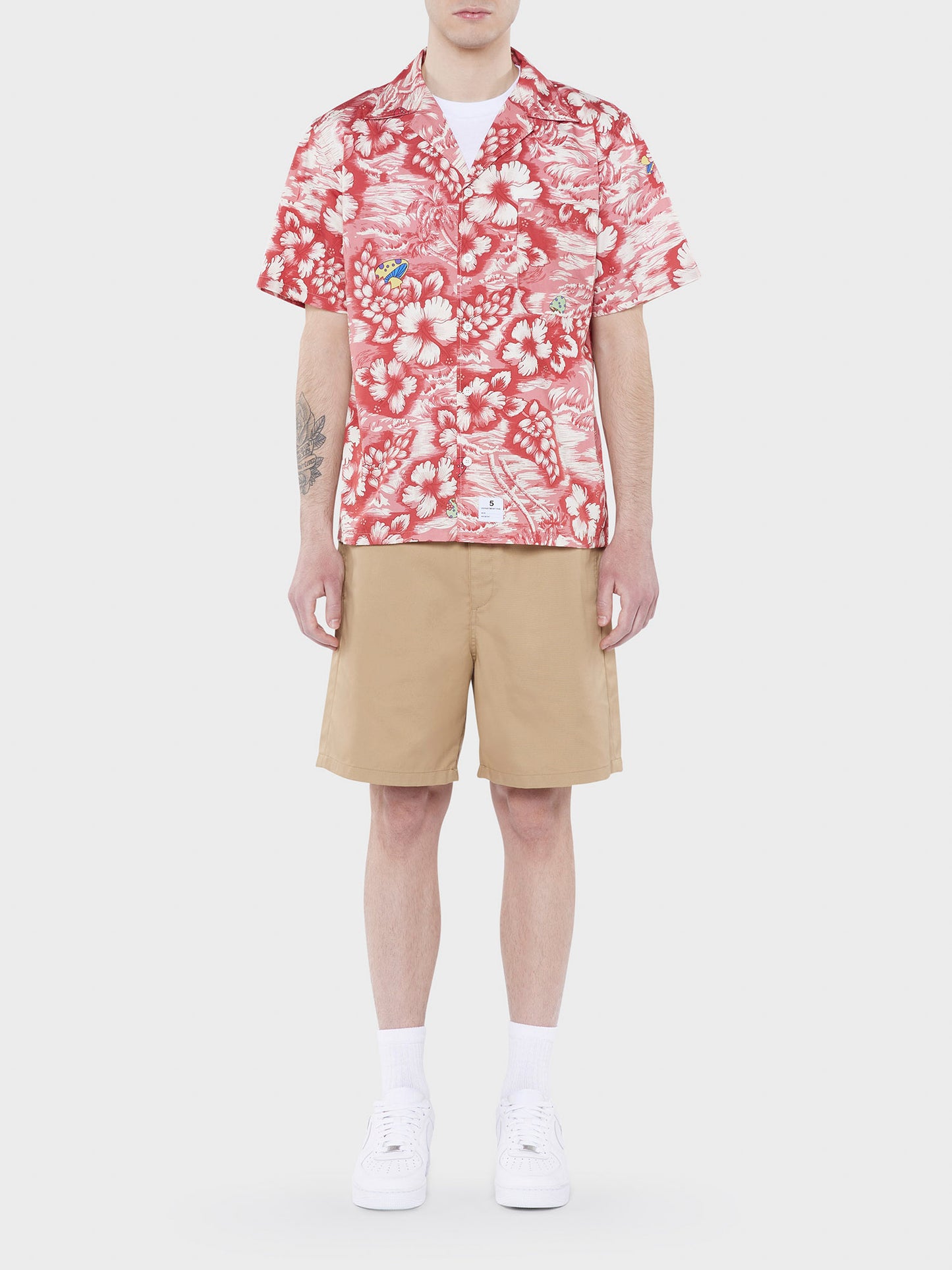 Digital flower-print short-sleeve shirt