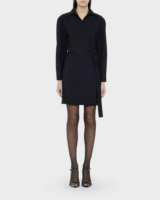 Mondrian wool-blend wrap dress