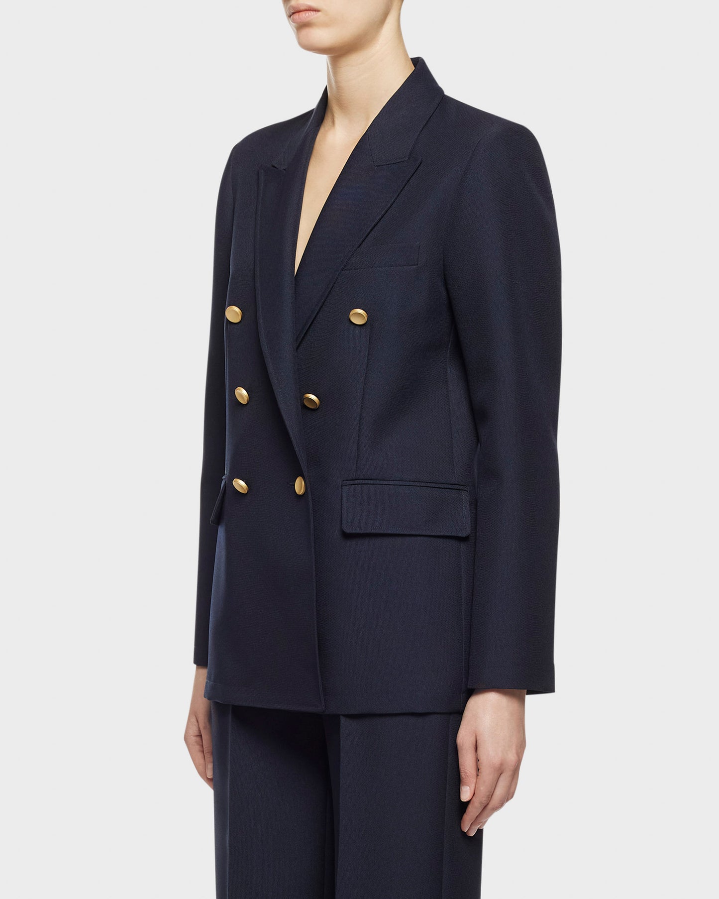 Ari blazer doppiopetto in tela blu