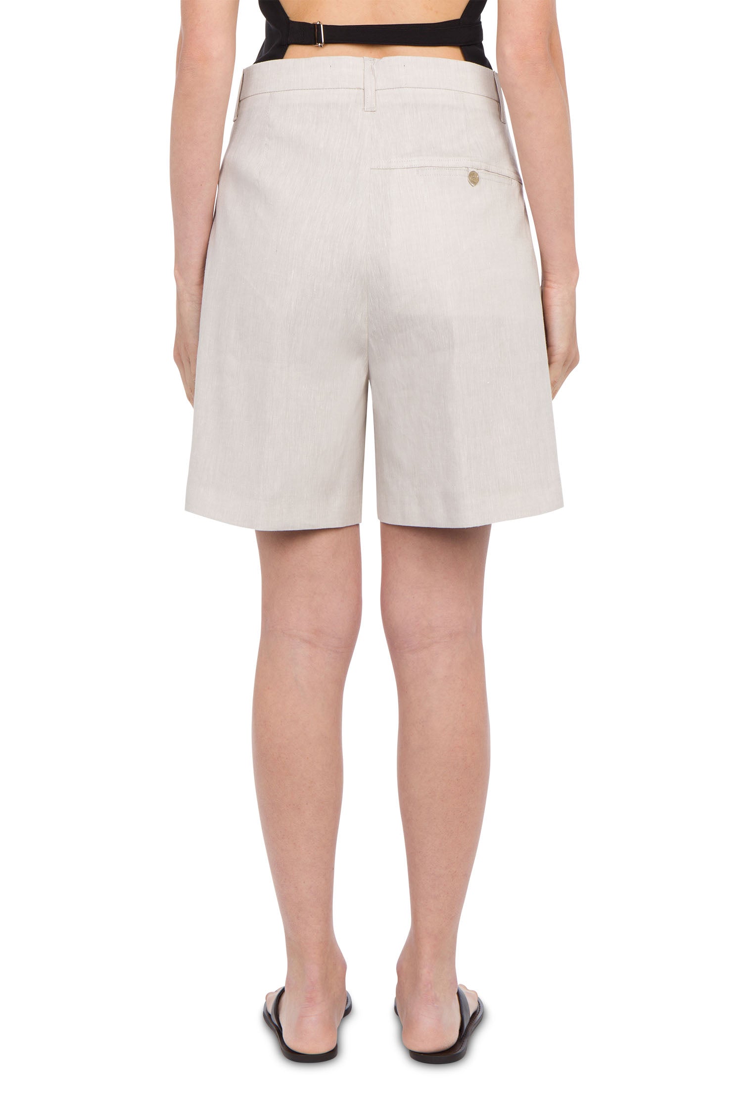 Blue bermuda shorts in linen blend canvas