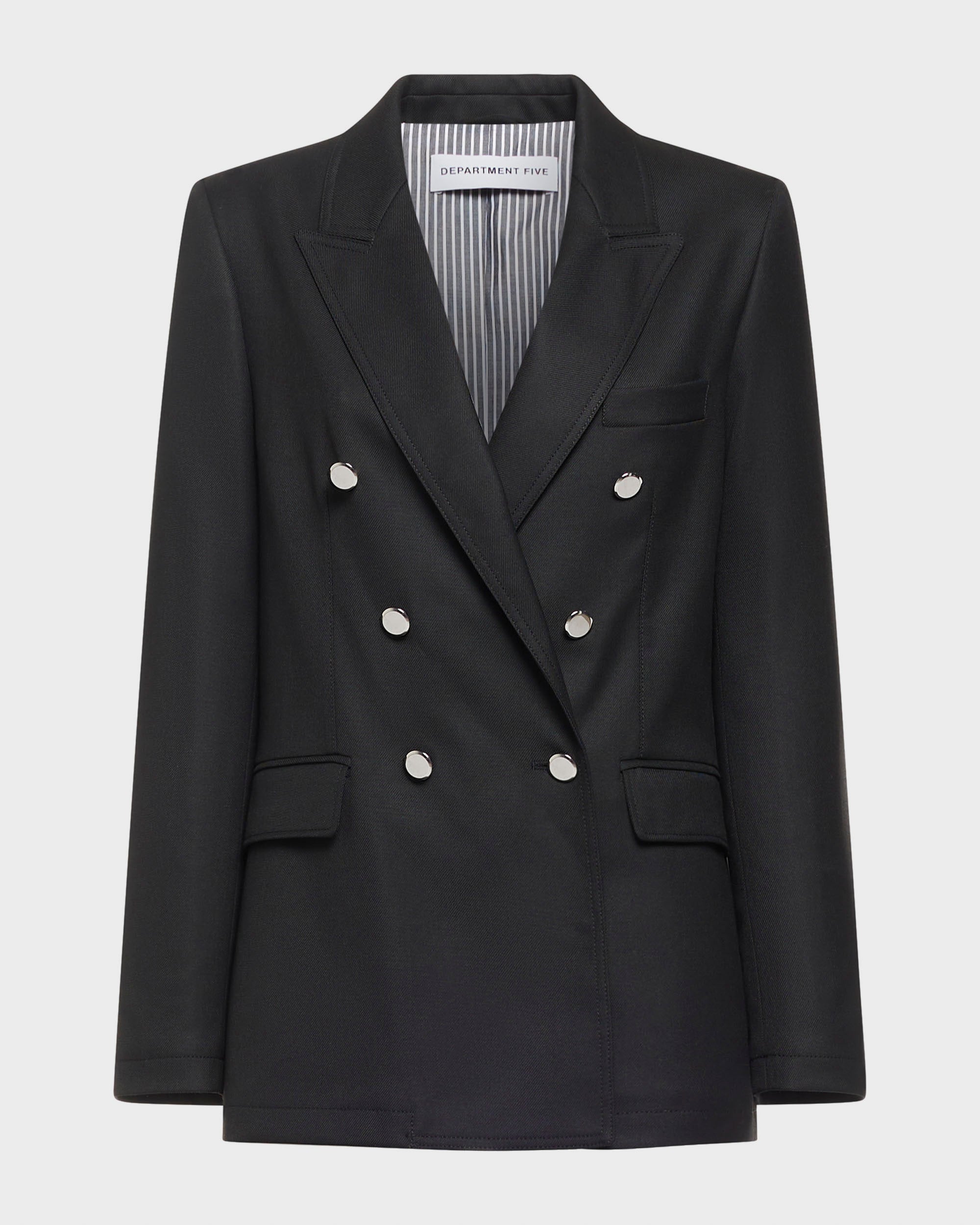 Chelsea double-breasted blazer in black gabardine