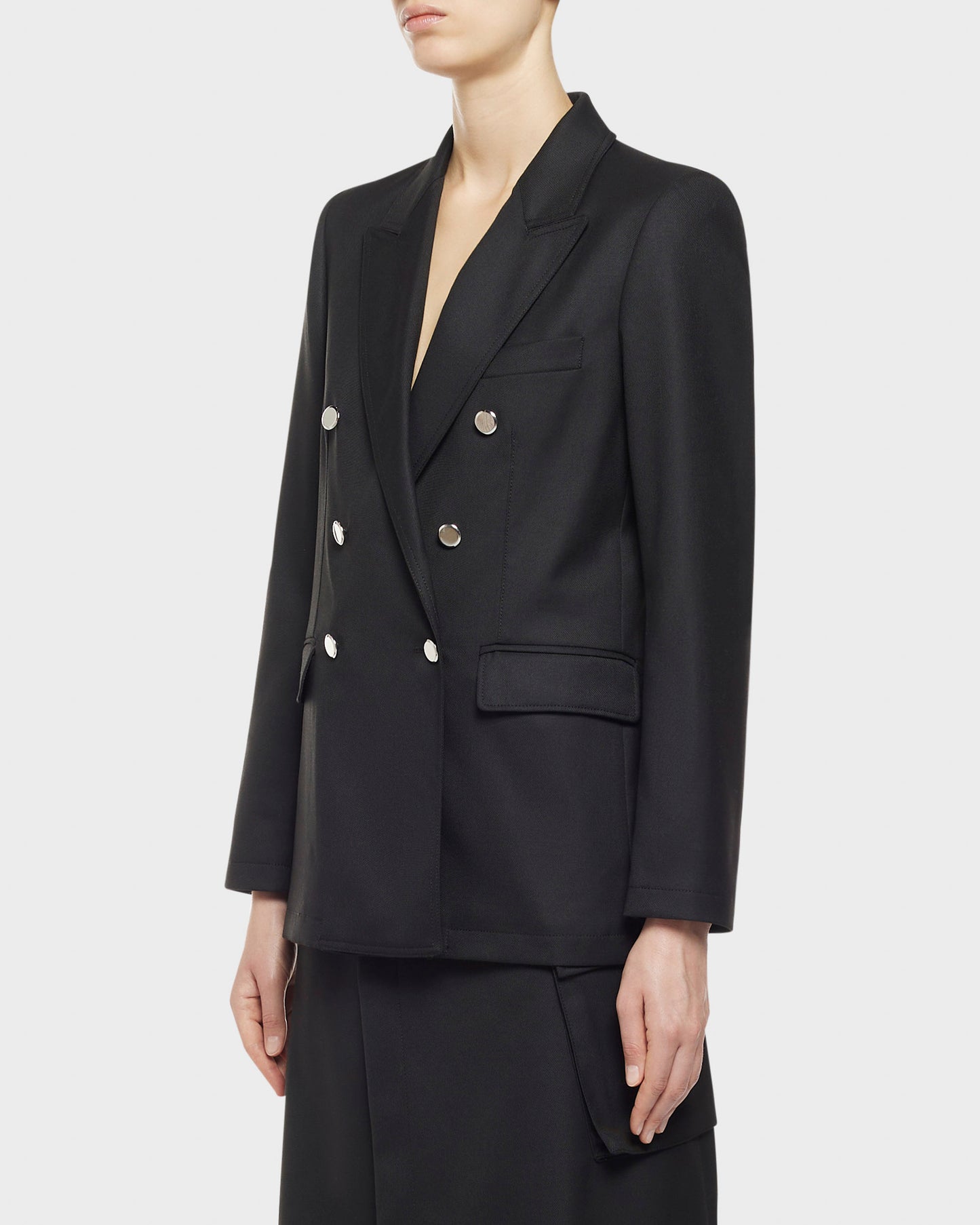 Chelsea blazer doppiopetto in gabardina nera