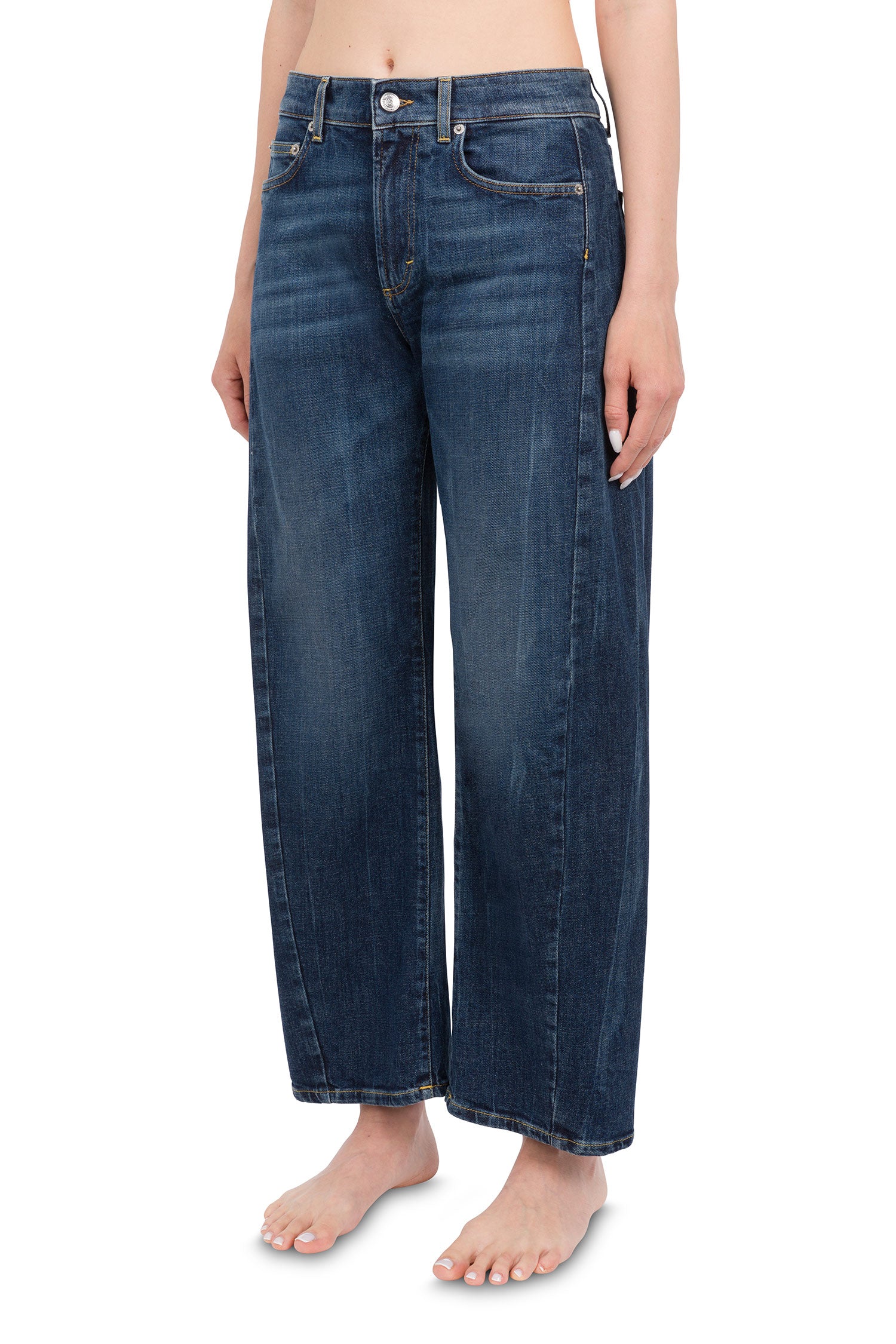 Cincity curved jeans in dark denim