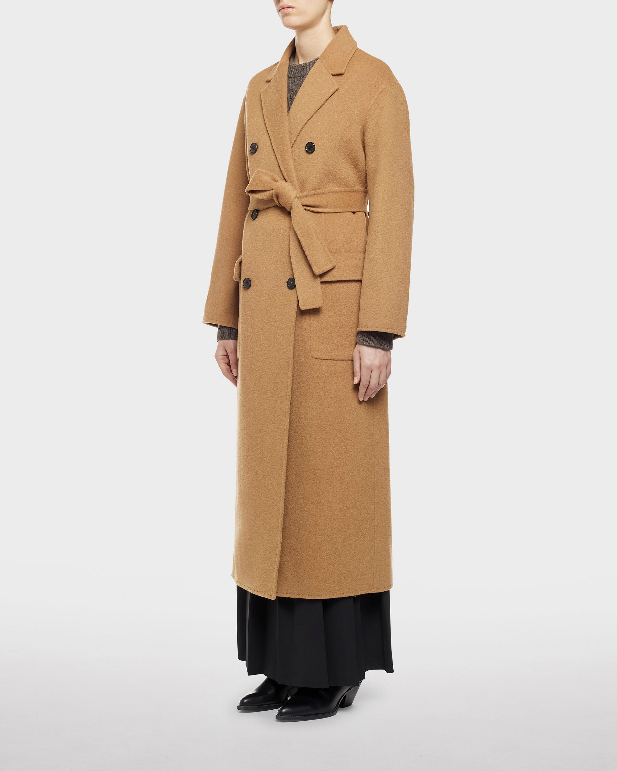 Deacon double breasted camel coat