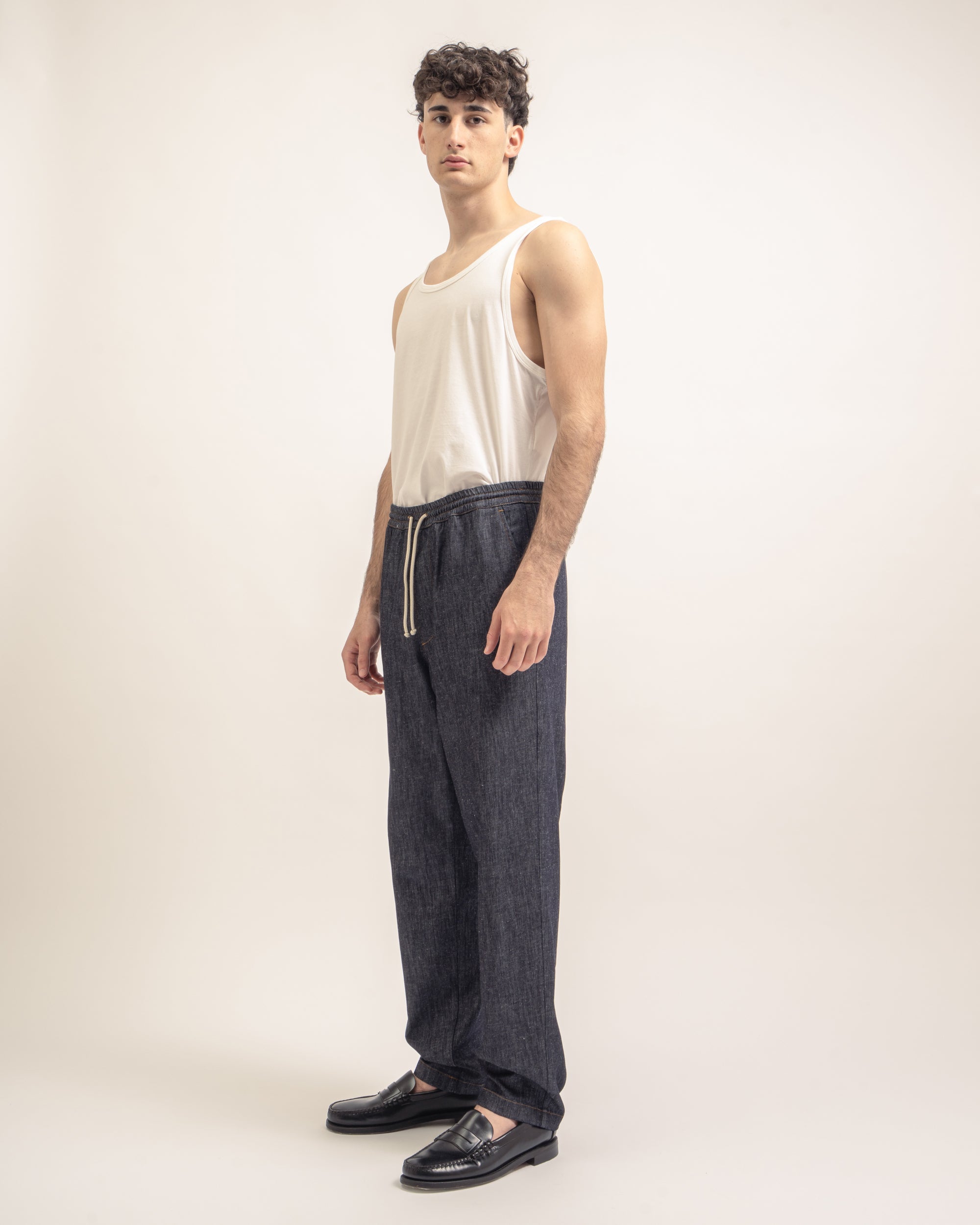 Delano pantaloni con coulisse in denim leggero