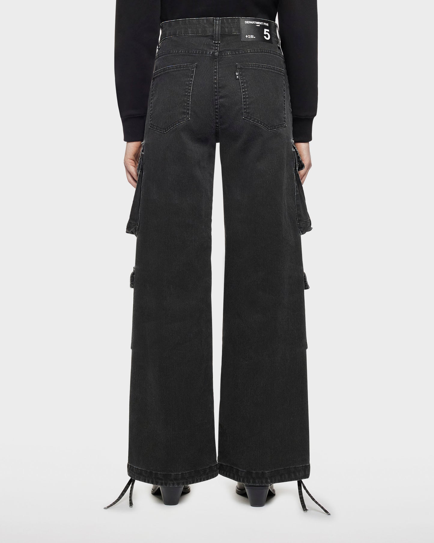 Ducent pantalone cargo in denim stretch nero