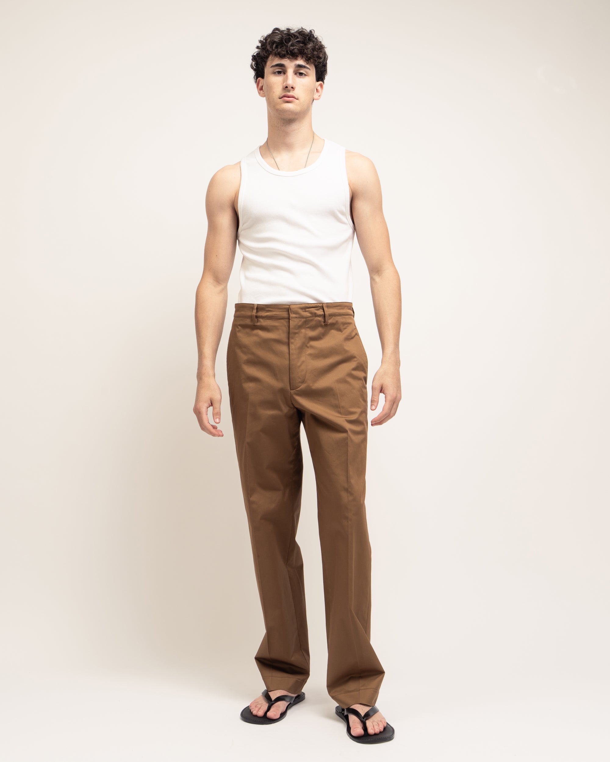 E-motion pantaloni gamba ampia in gabardina stretch