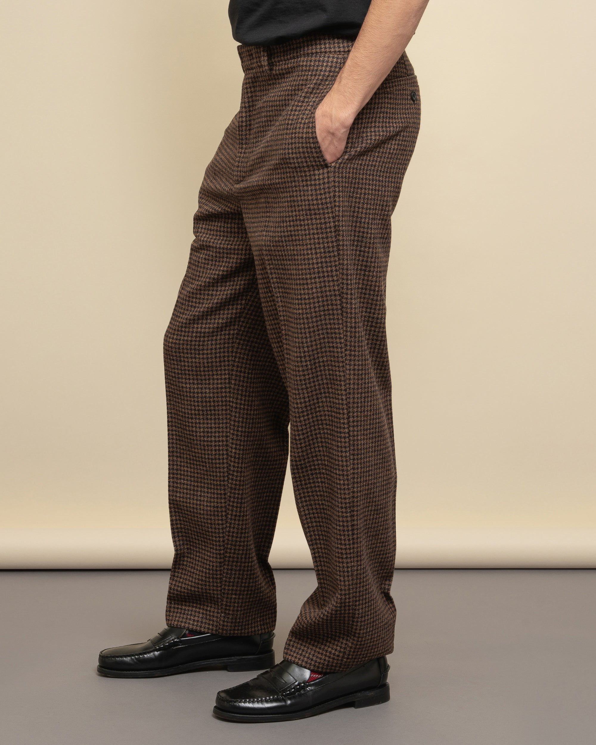 E-Motion pantaloni gamba ampia in pied de poule
