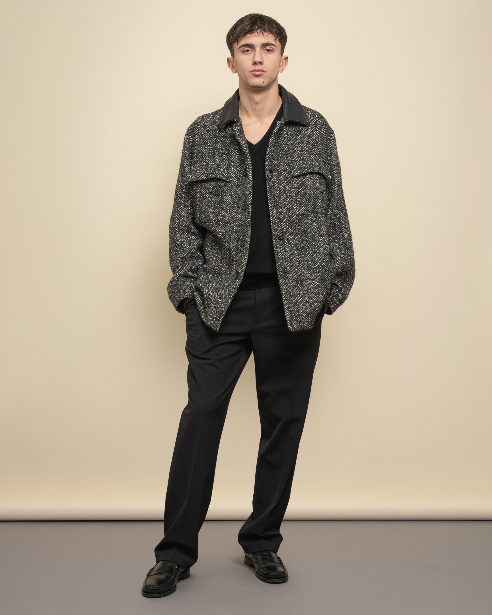 Event overshirt in herringbone cloth