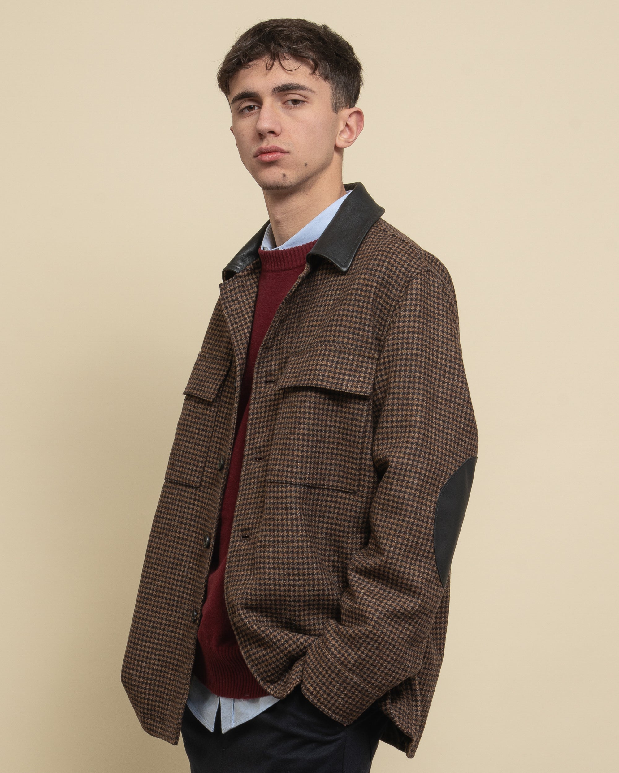 Event giacca camicia in panno pied de poule