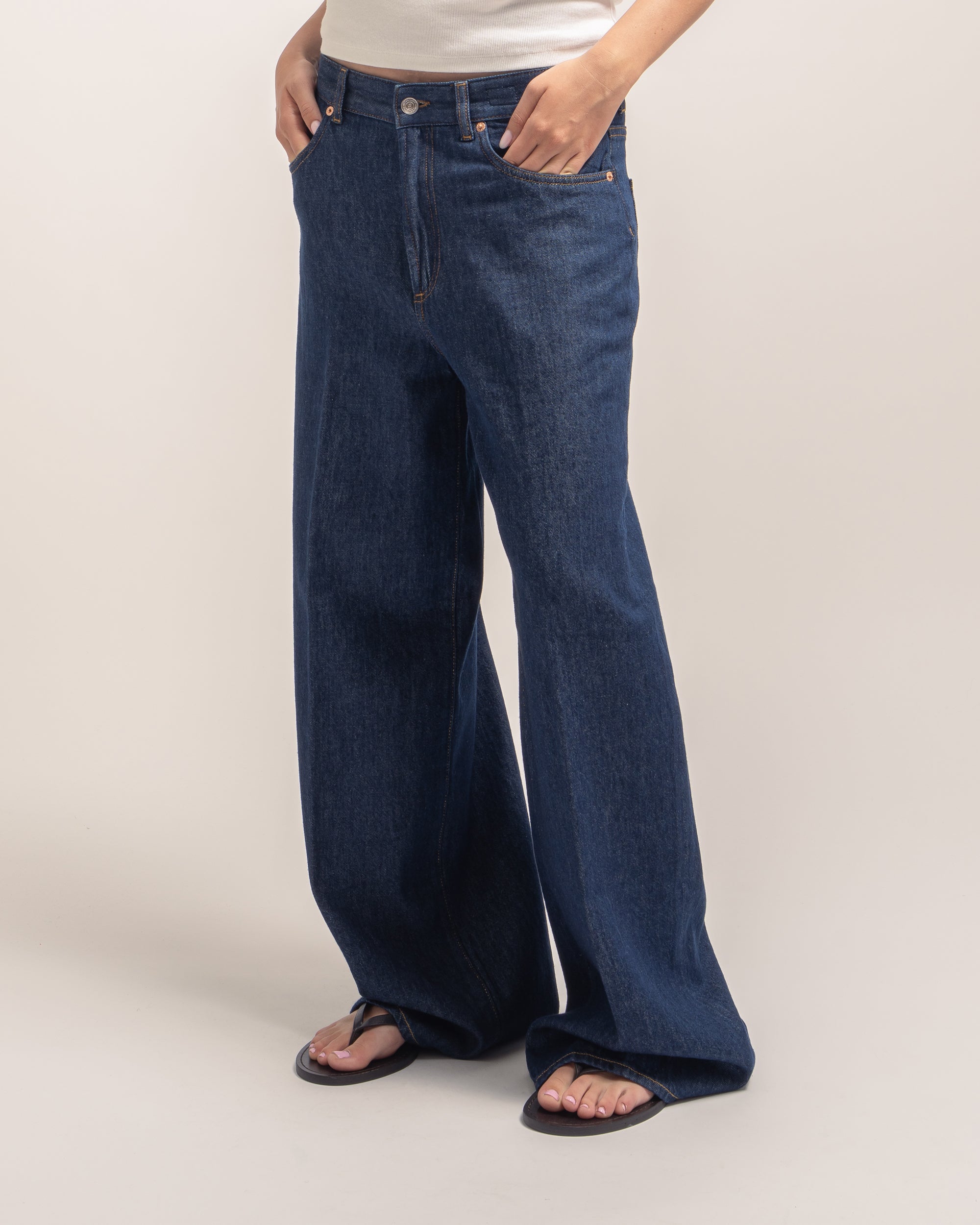 Express jeans gamba ampia in lino