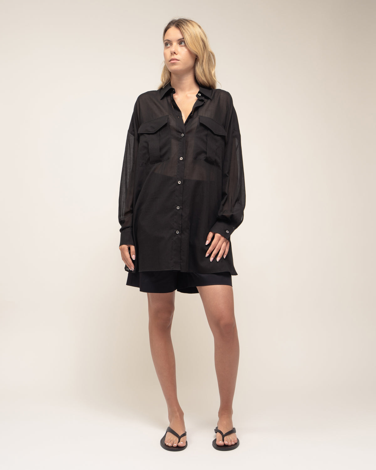 Fire camicia oversize in mussola