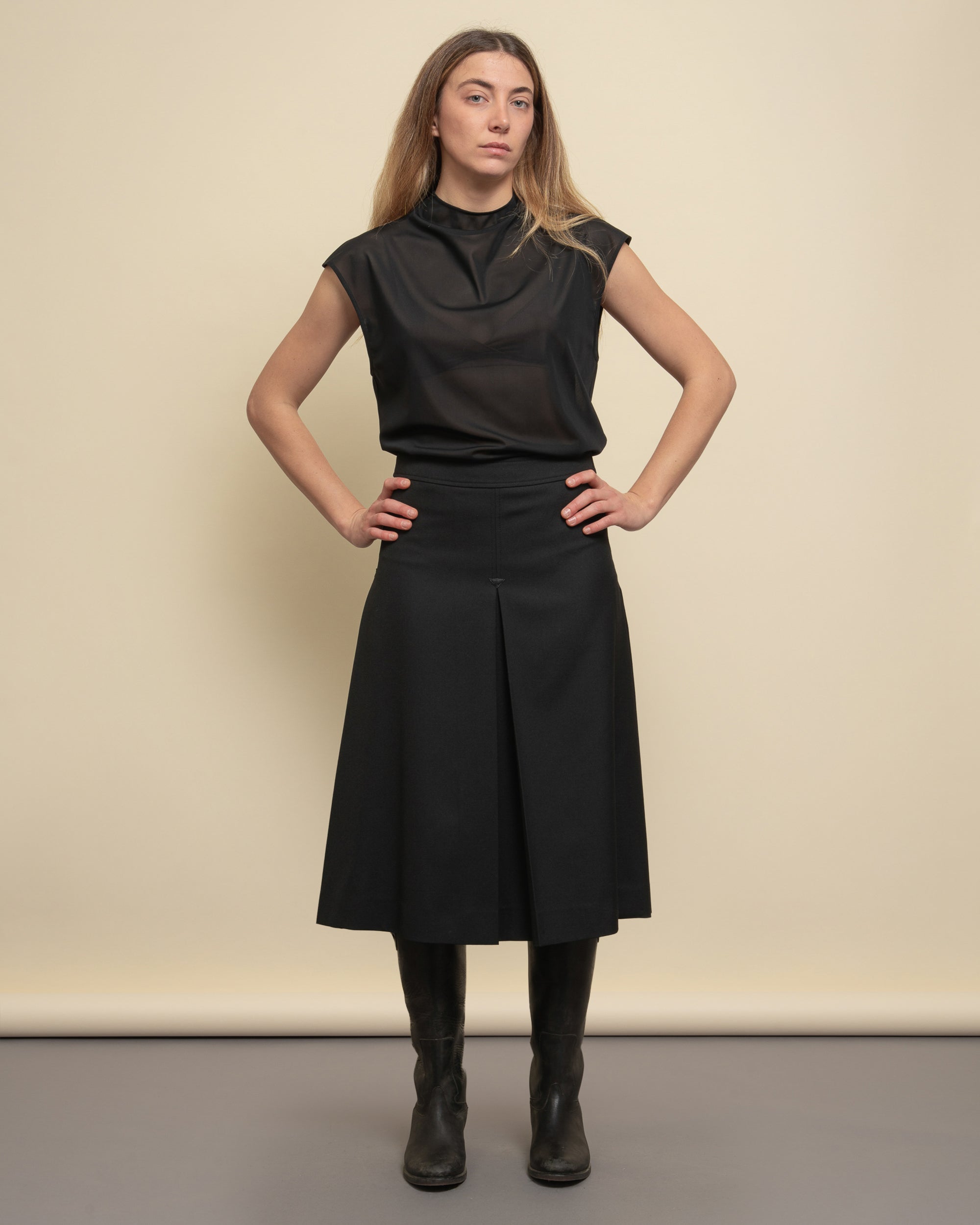 Float midi skirt in technical canvas