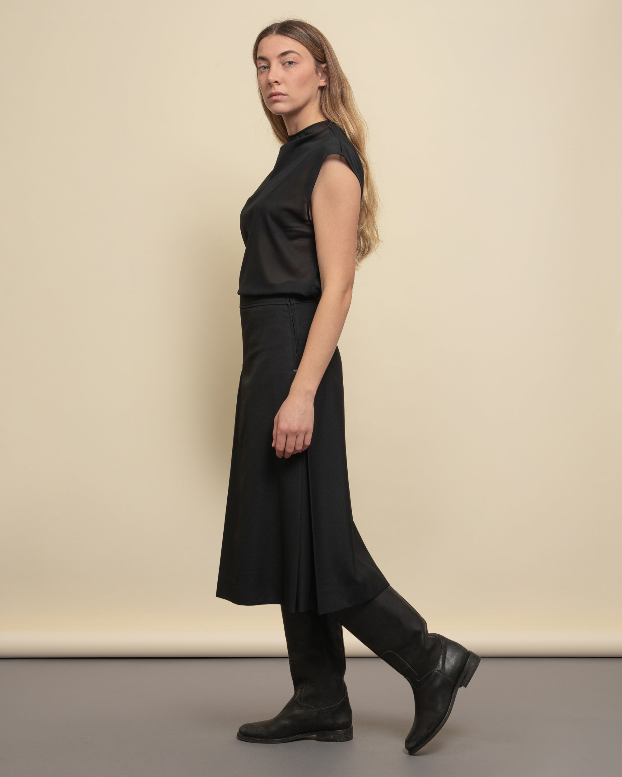 Float midi skirt in technical canvas