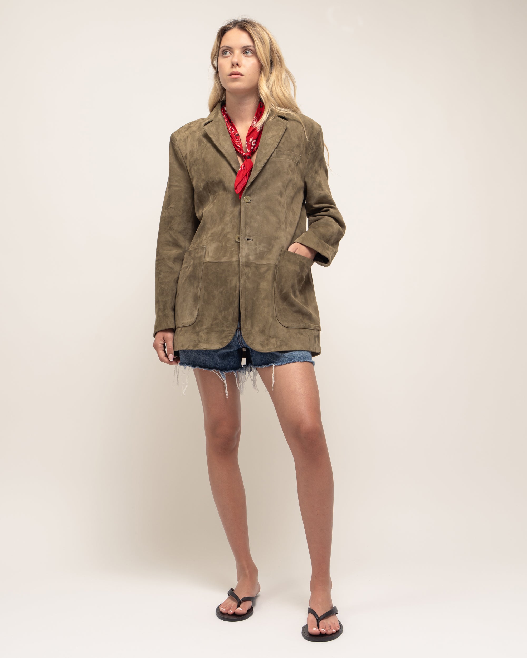 Funker blazer in pelle scamosciata