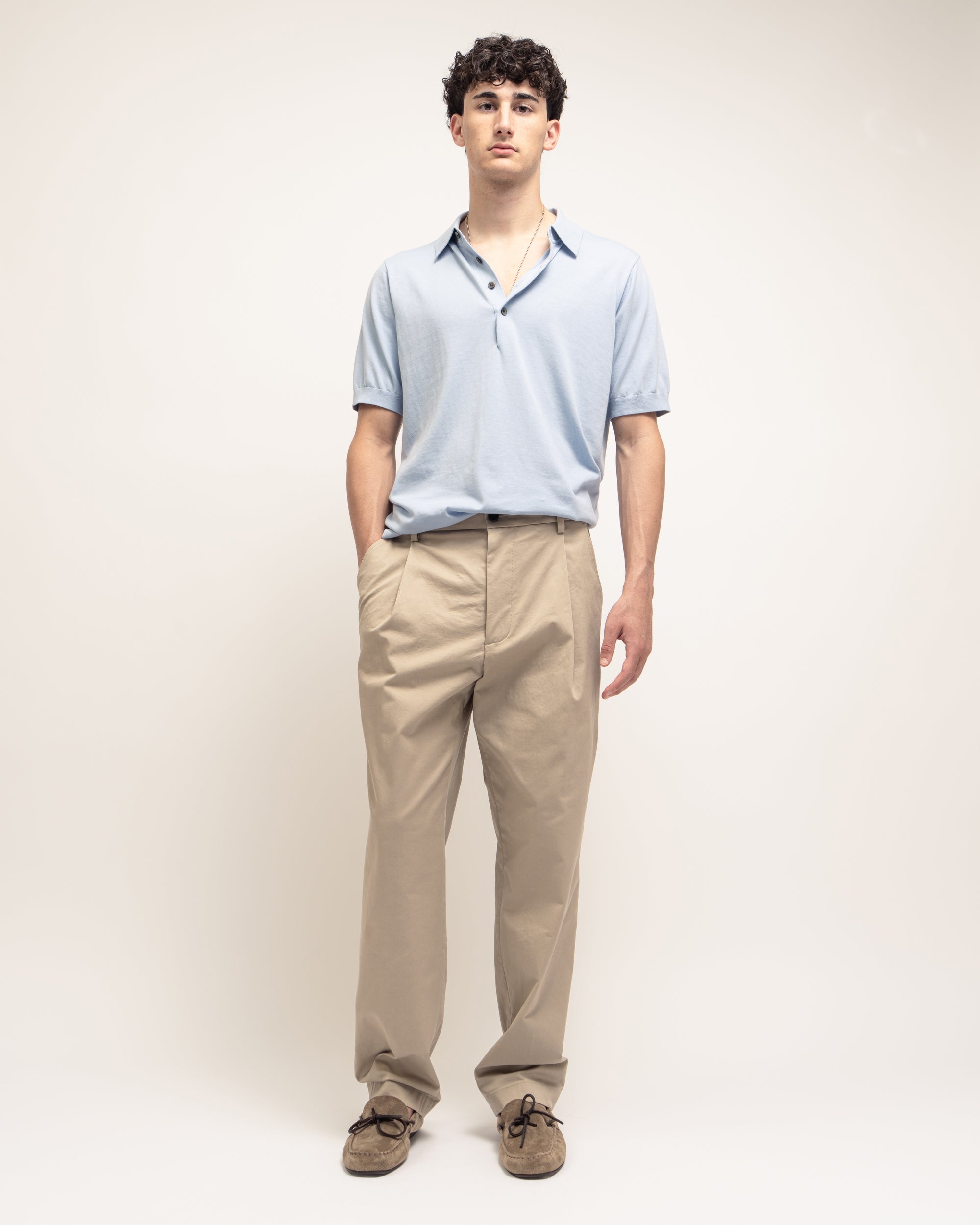 Gin pantaloni gamba ampia in gabardina