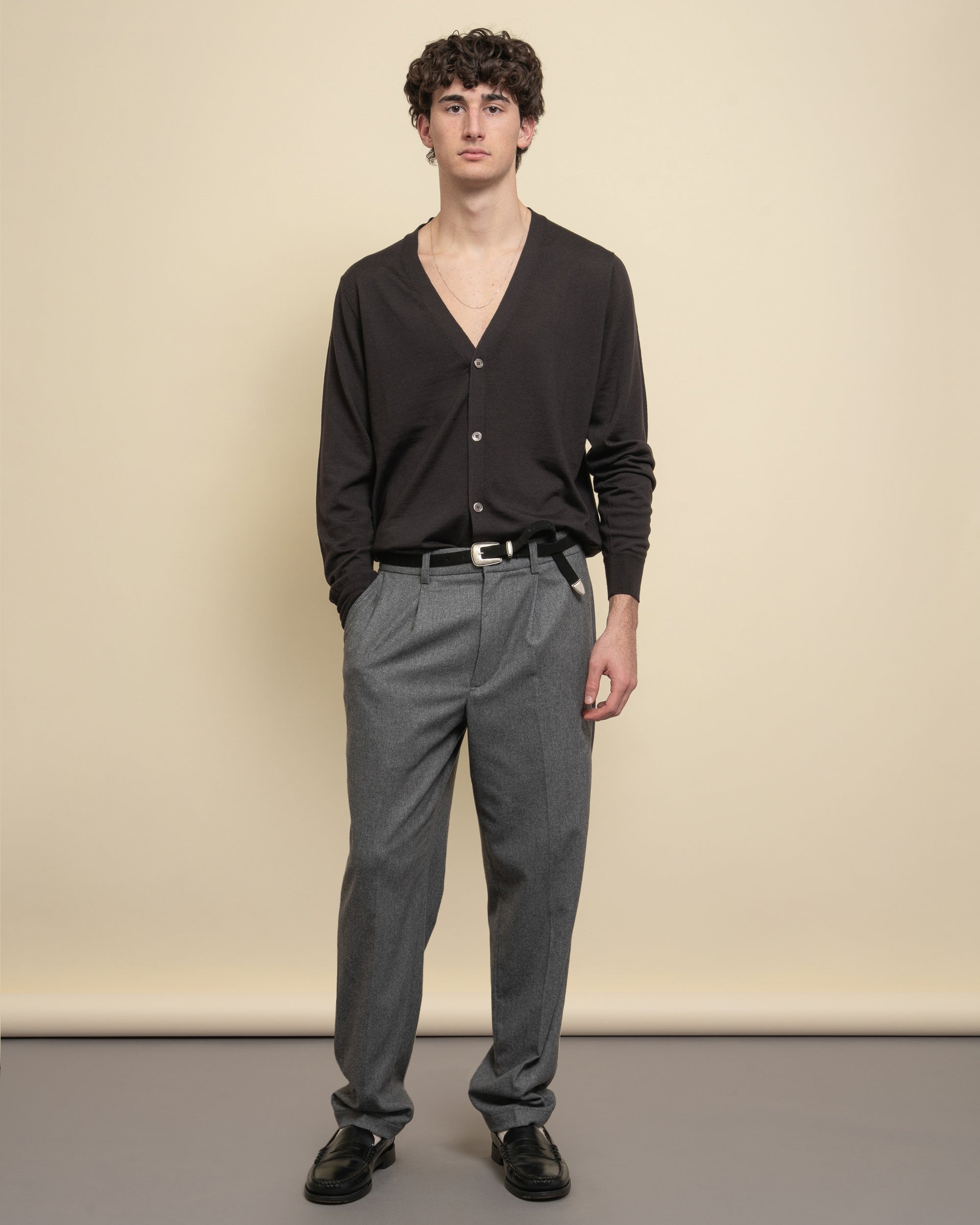Gin flannel wide-leg trousers