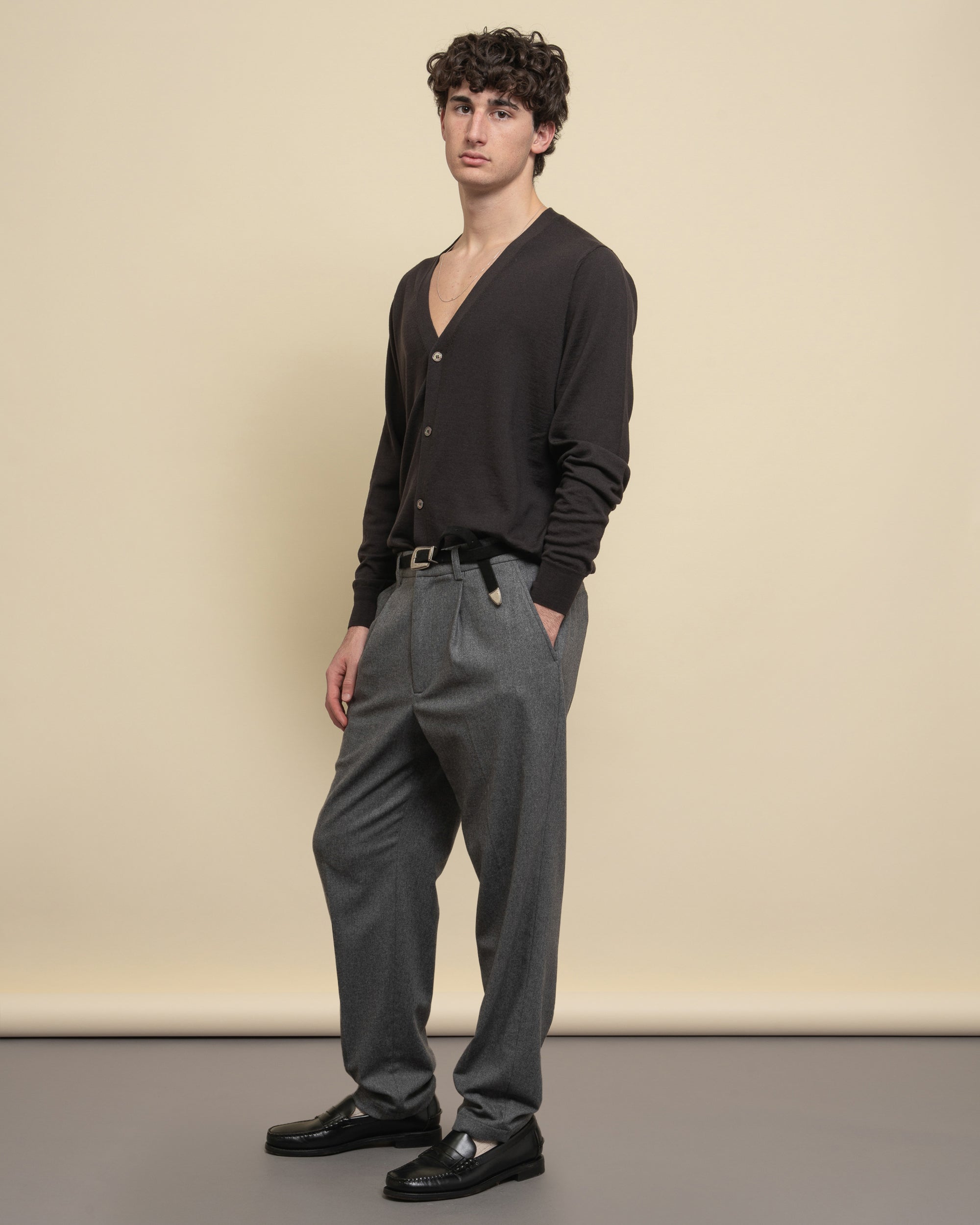 Gin flannel wide-leg trousers