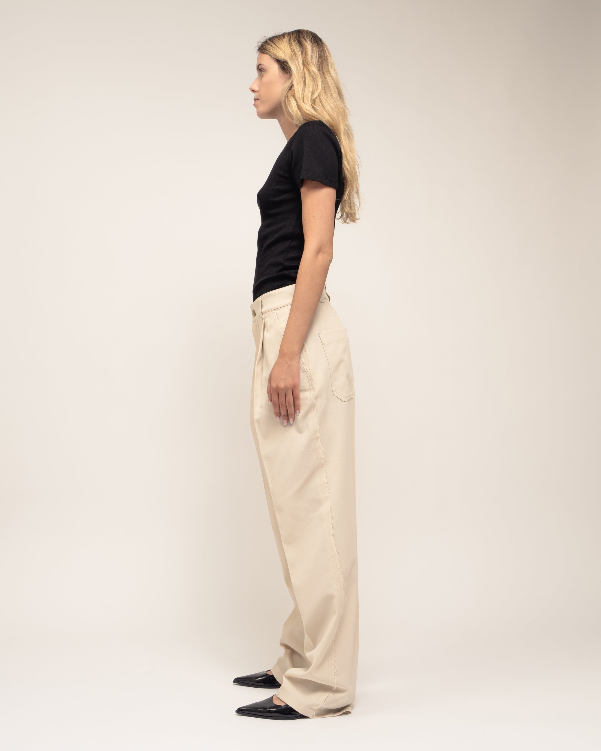 Gladys pantaloni ampi in gabardina crêpe