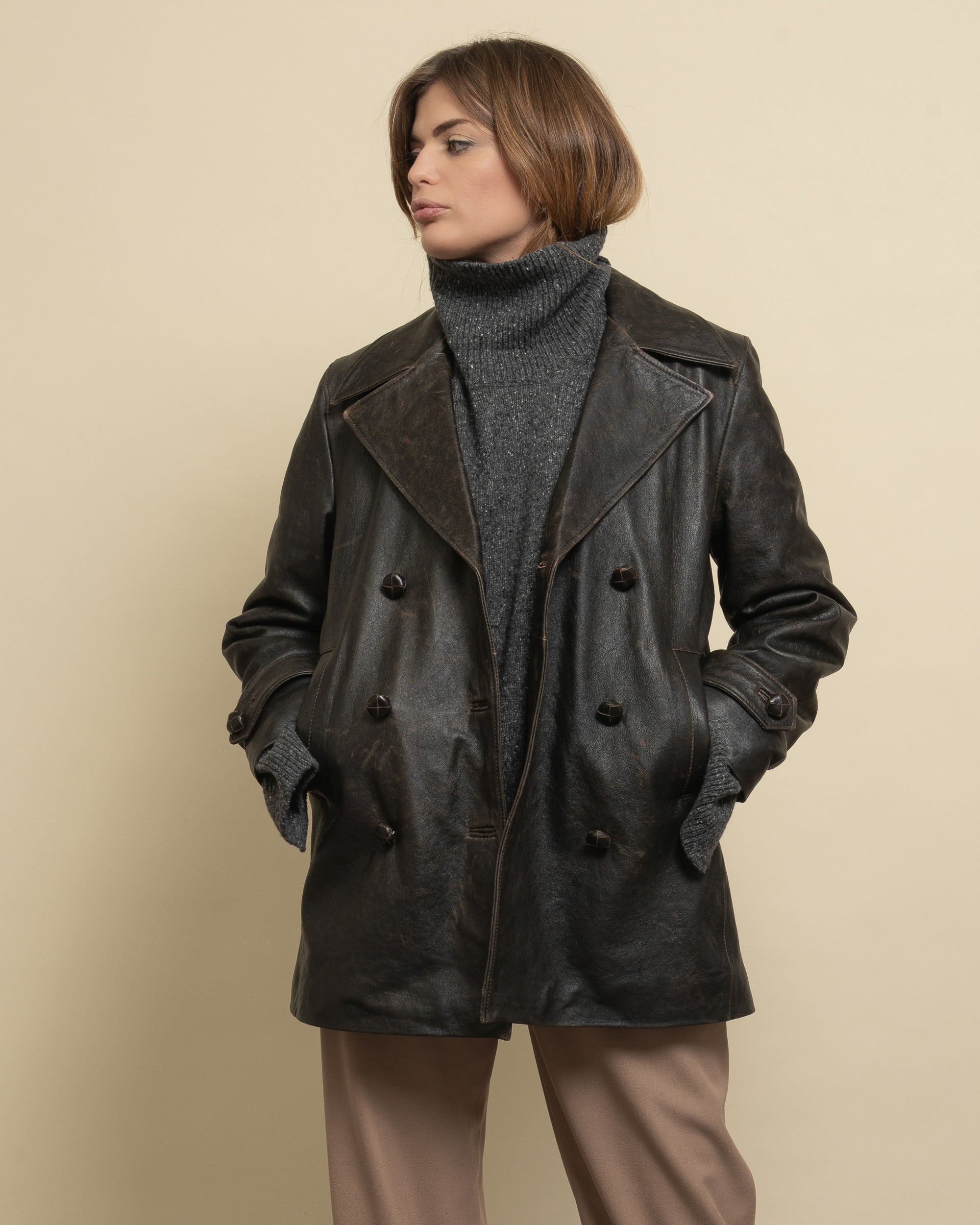 Holidelle leather peacoat