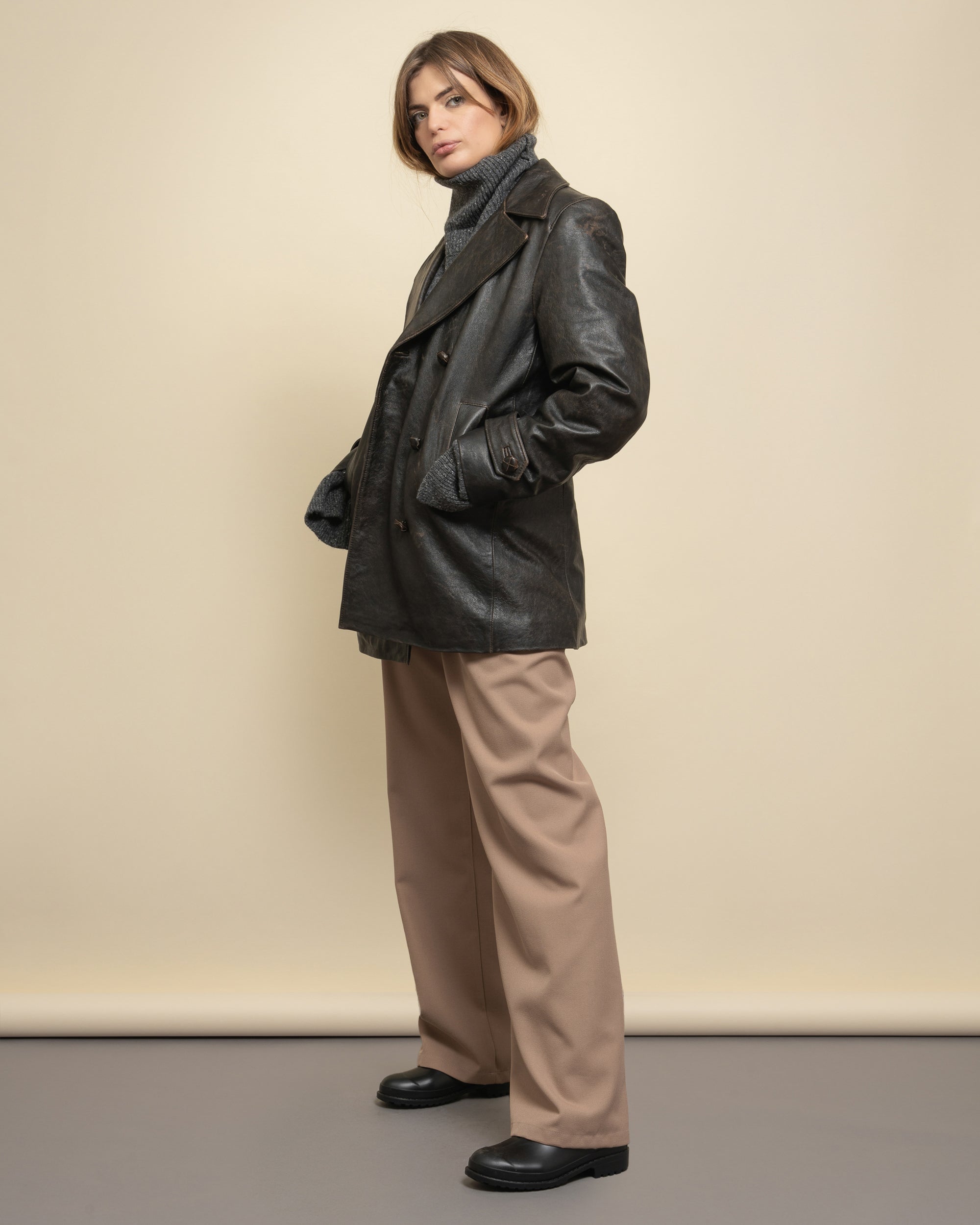 Holidelle leather peacoat