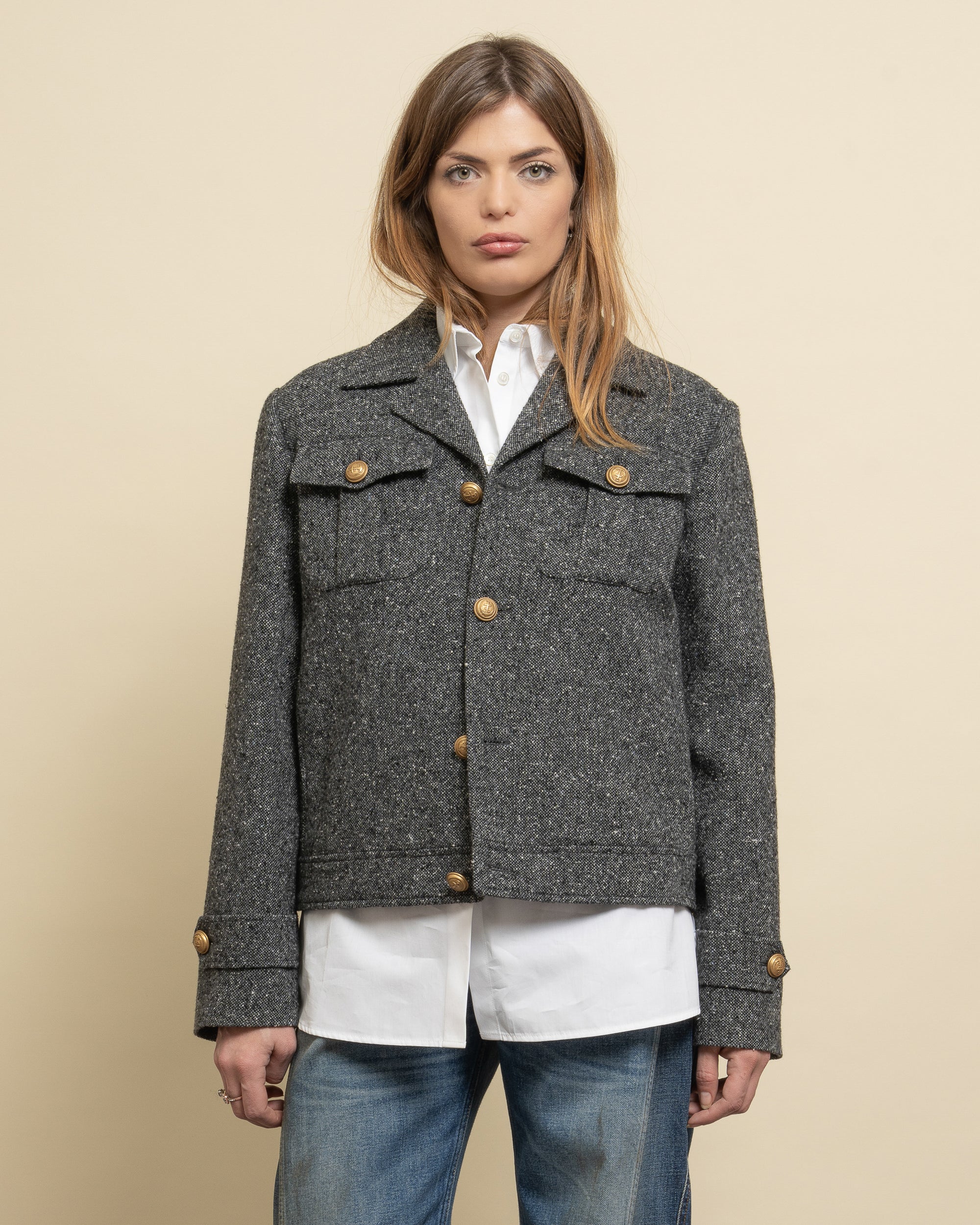 Infused tweed crop jacket
