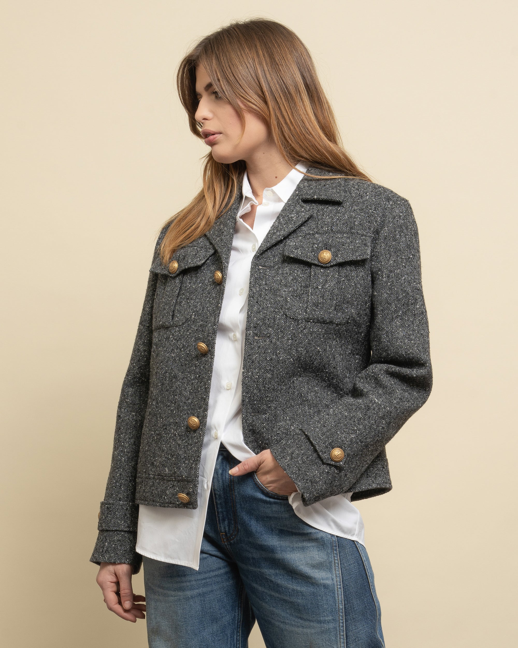 Infused tweed crop jacket