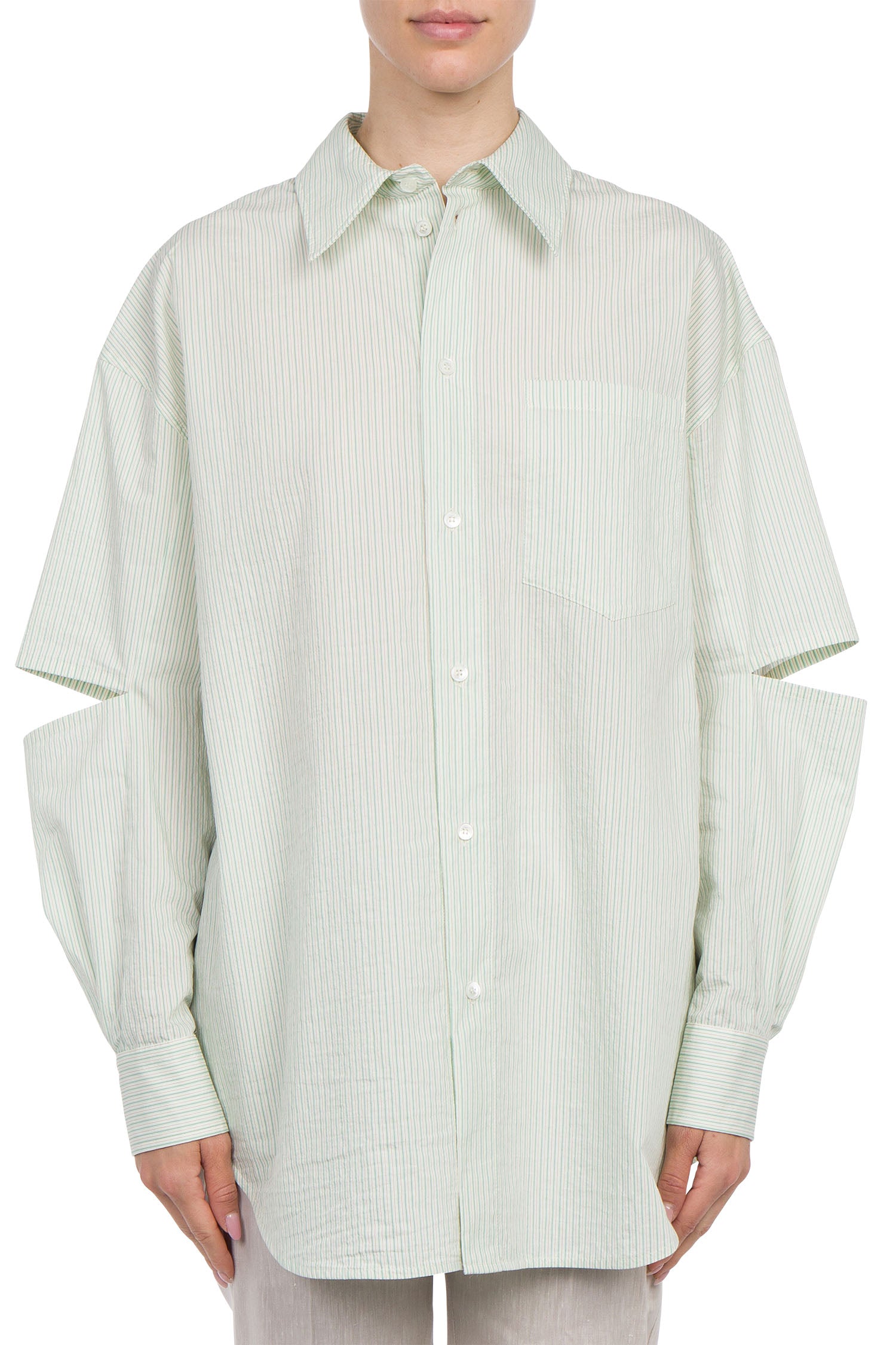 Leahs oversize shirt in pinstriped poplin