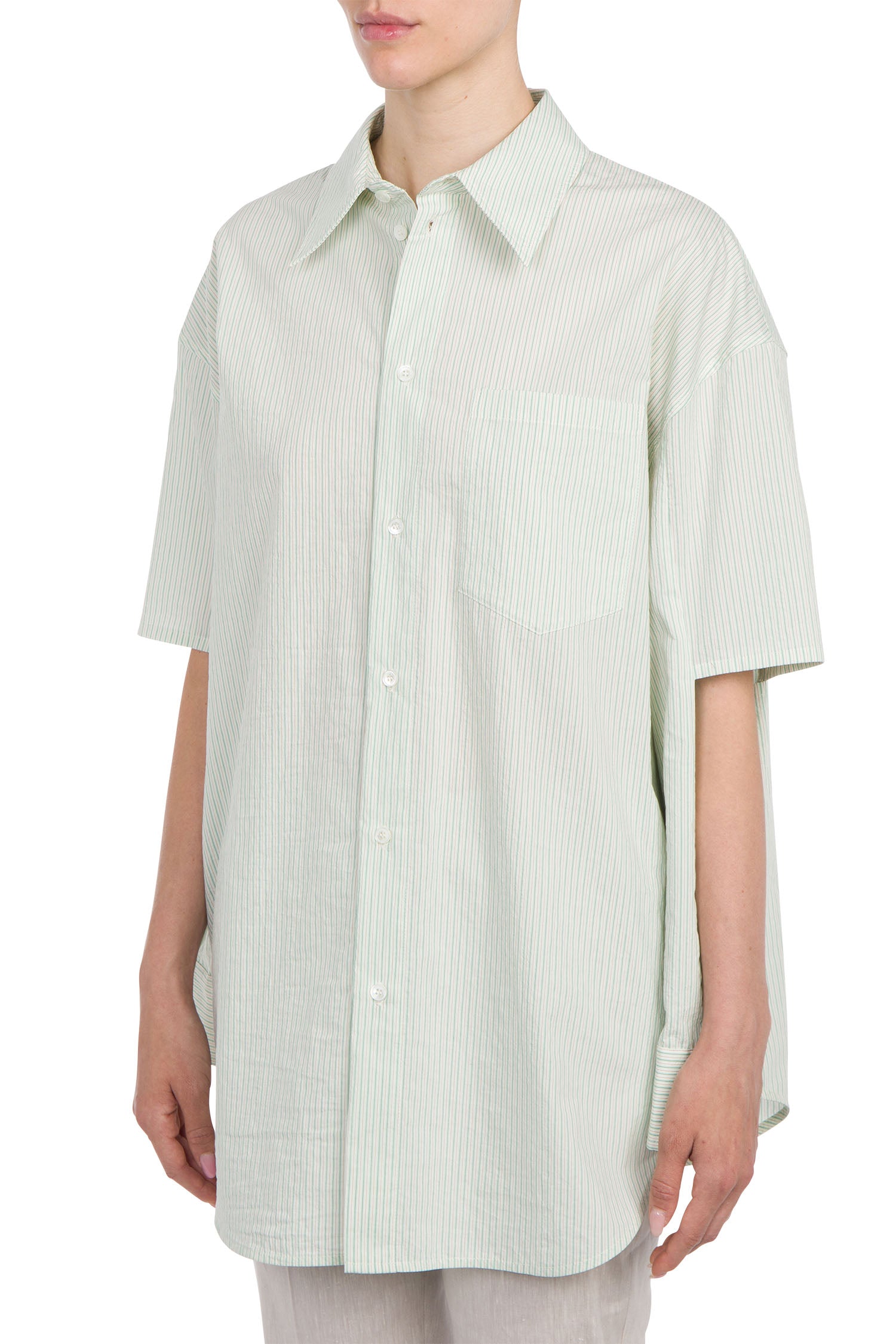 Leahs oversize shirt in pinstriped poplin