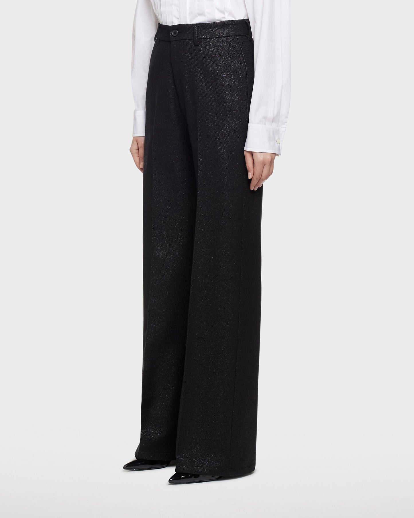 Misa pantalone a palazzo in lana lurex