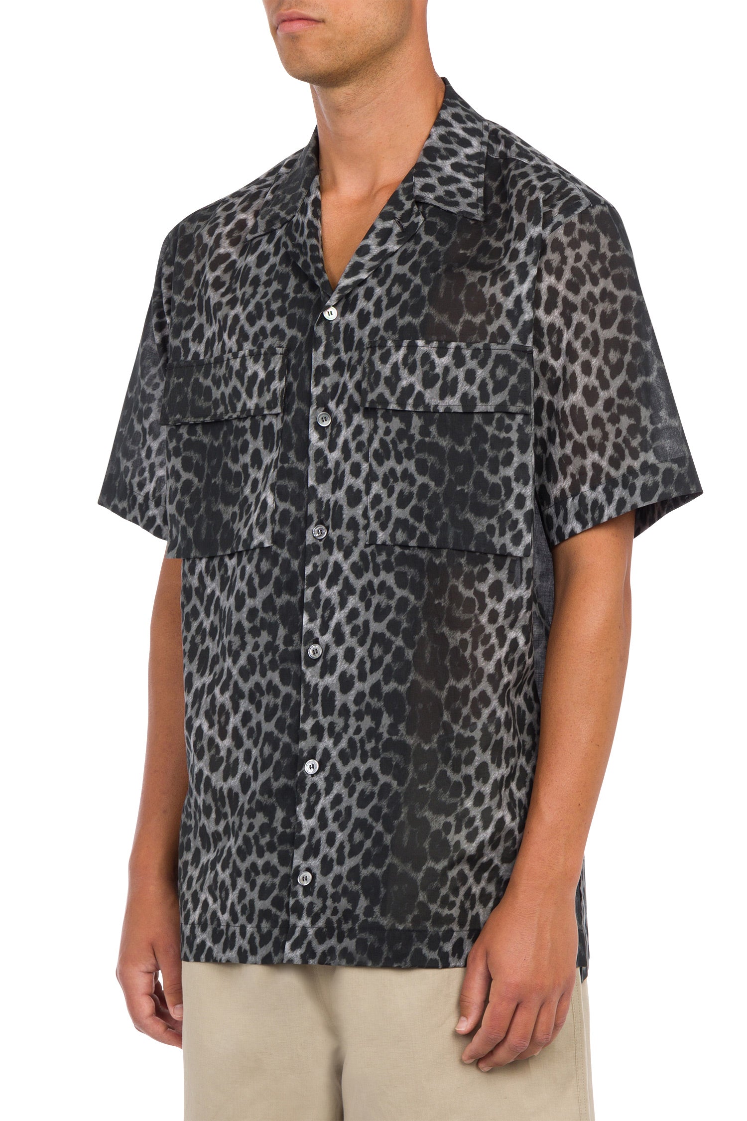 Monitor shirt in animal print muslin 