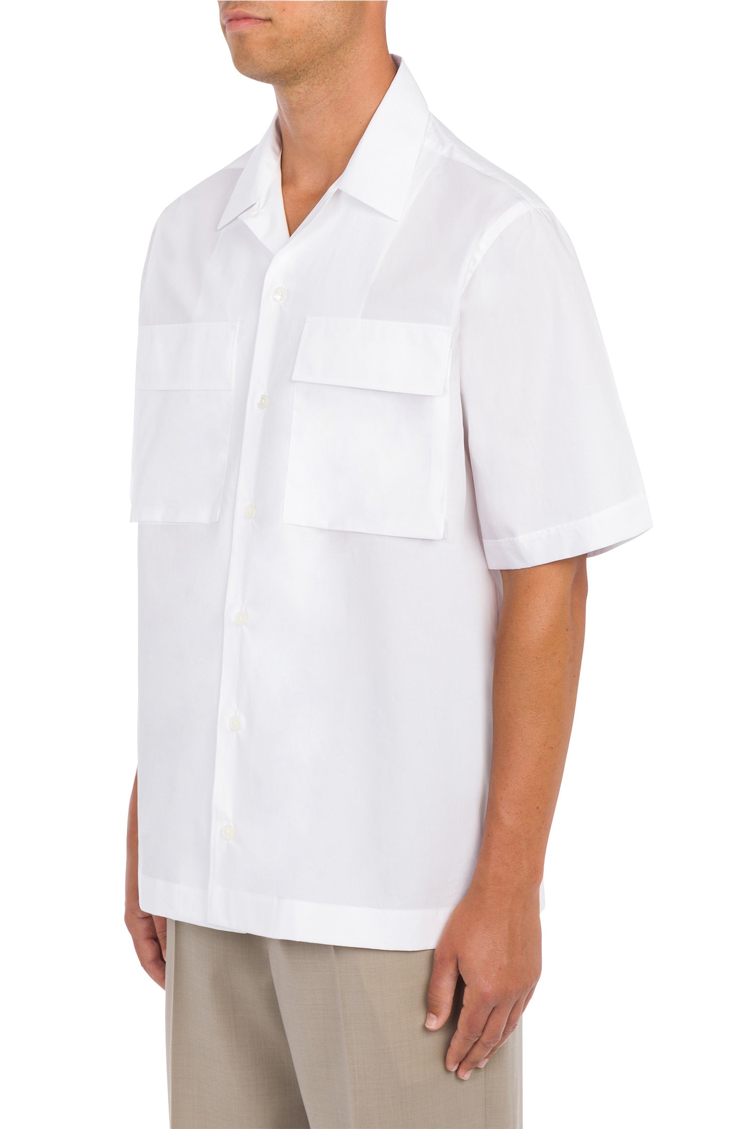 Monitor camicia in popeline bianco